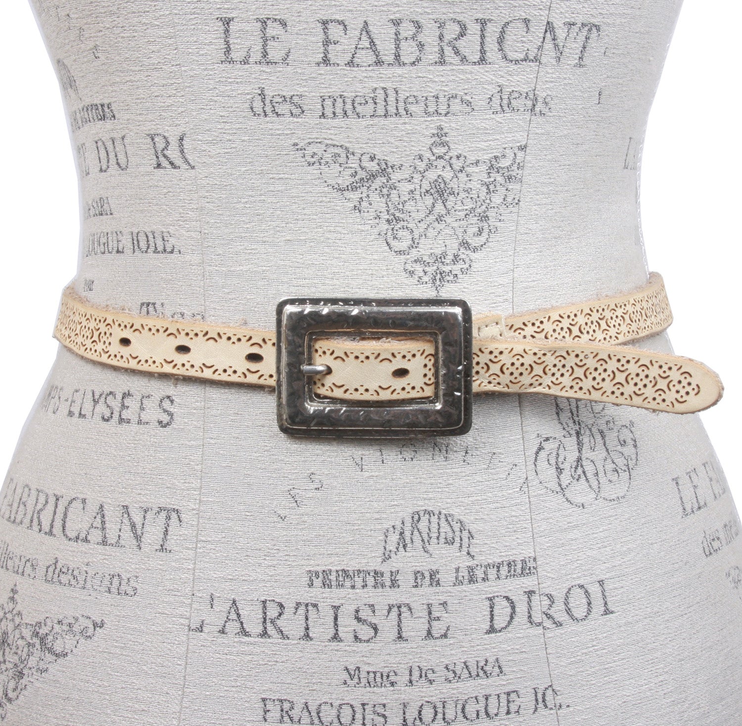 Leatherock Perforated Leather Belt With Rectangular Buckle - OnlineBelts