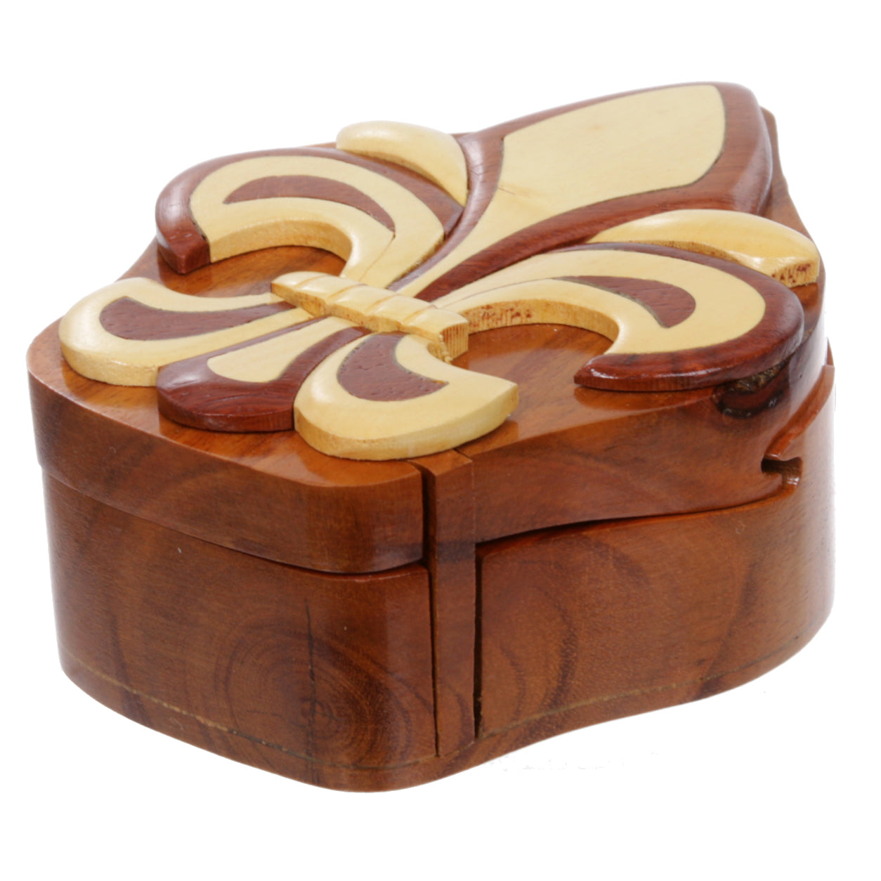 Handcrafted Wooden Fleur De Lis Secret Jewelry Puzzle Box -Fleur De Lis - OnlineBelts