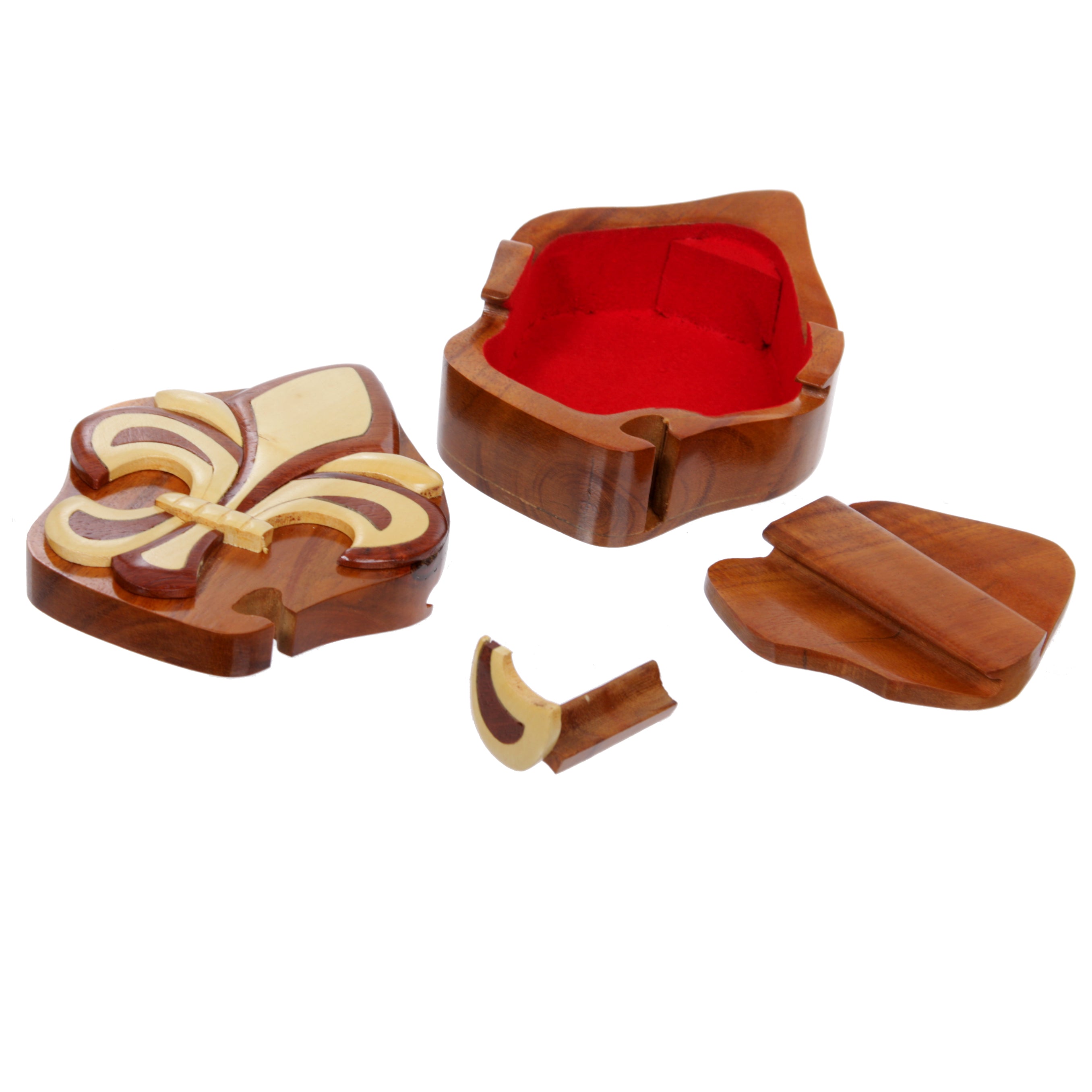 Handcrafted Wooden Fleur De Lis Secret Jewelry Puzzle Box -Fleur De Lis - OnlineBelts