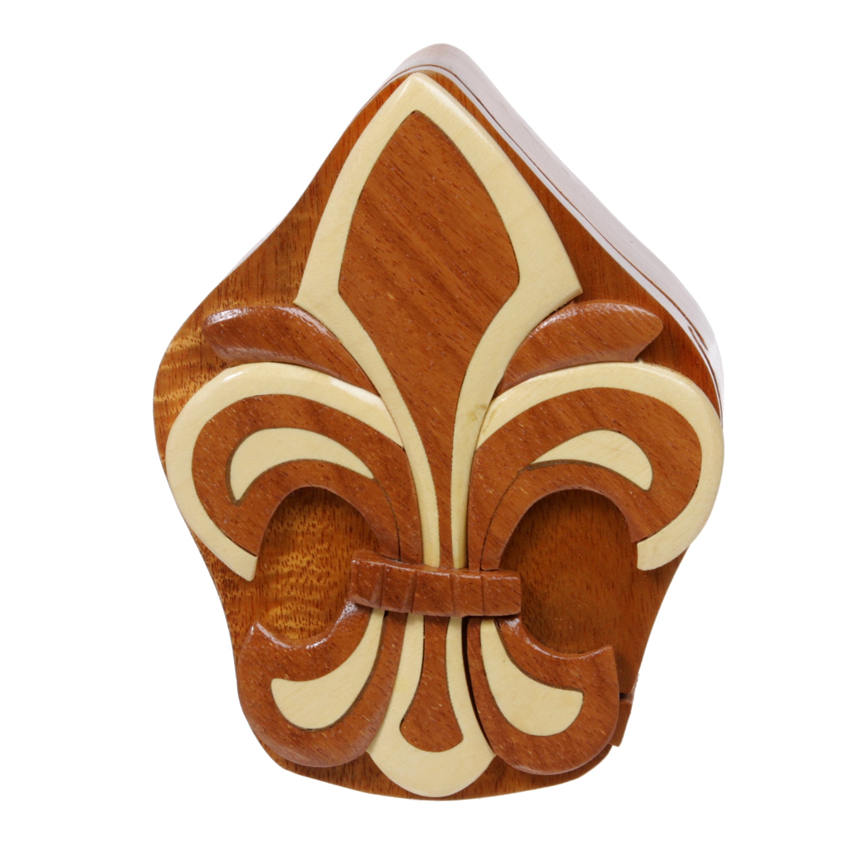 Handcrafted Wooden Fleur De Lis Secret Jewelry Puzzle Box -Fleur De Lis - OnlineBelts