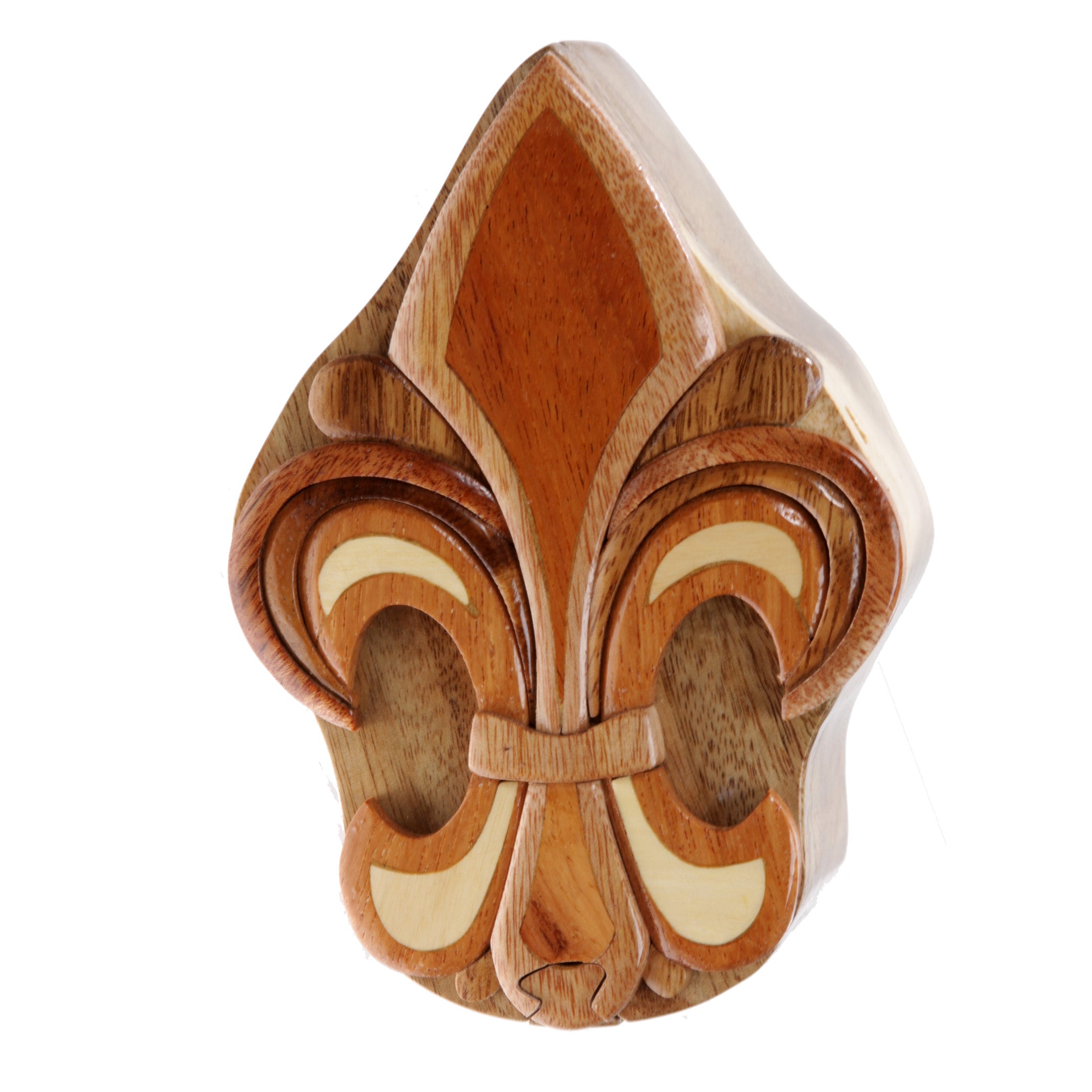 Handcrafted Wooden Fleur De Lis Secret Jewelry Puzzle Box -Fleur De Lis - OnlineBelts