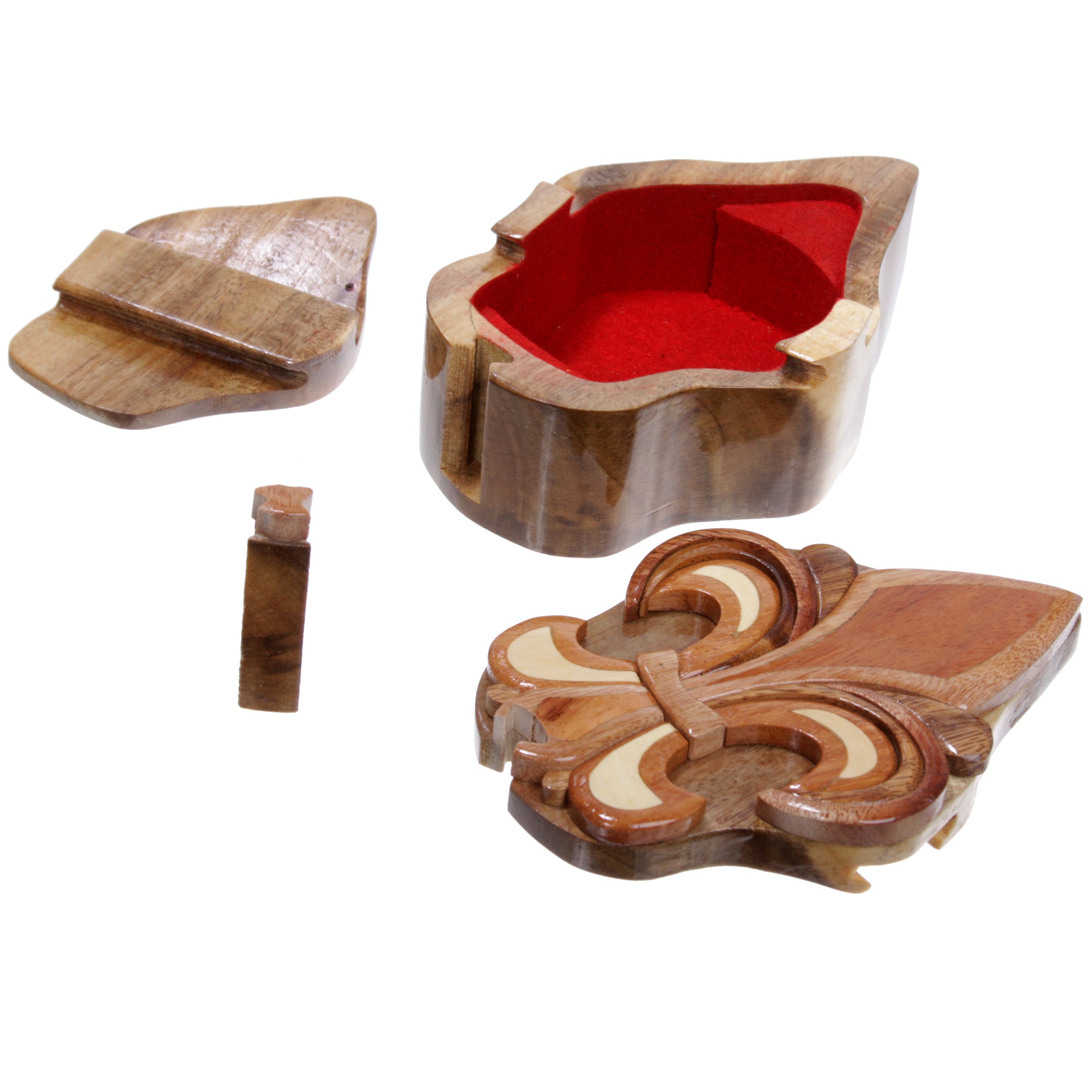 Handcrafted Wooden Fleur De Lis Secret Jewelry Puzzle Box -Fleur De Lis - OnlineBelts