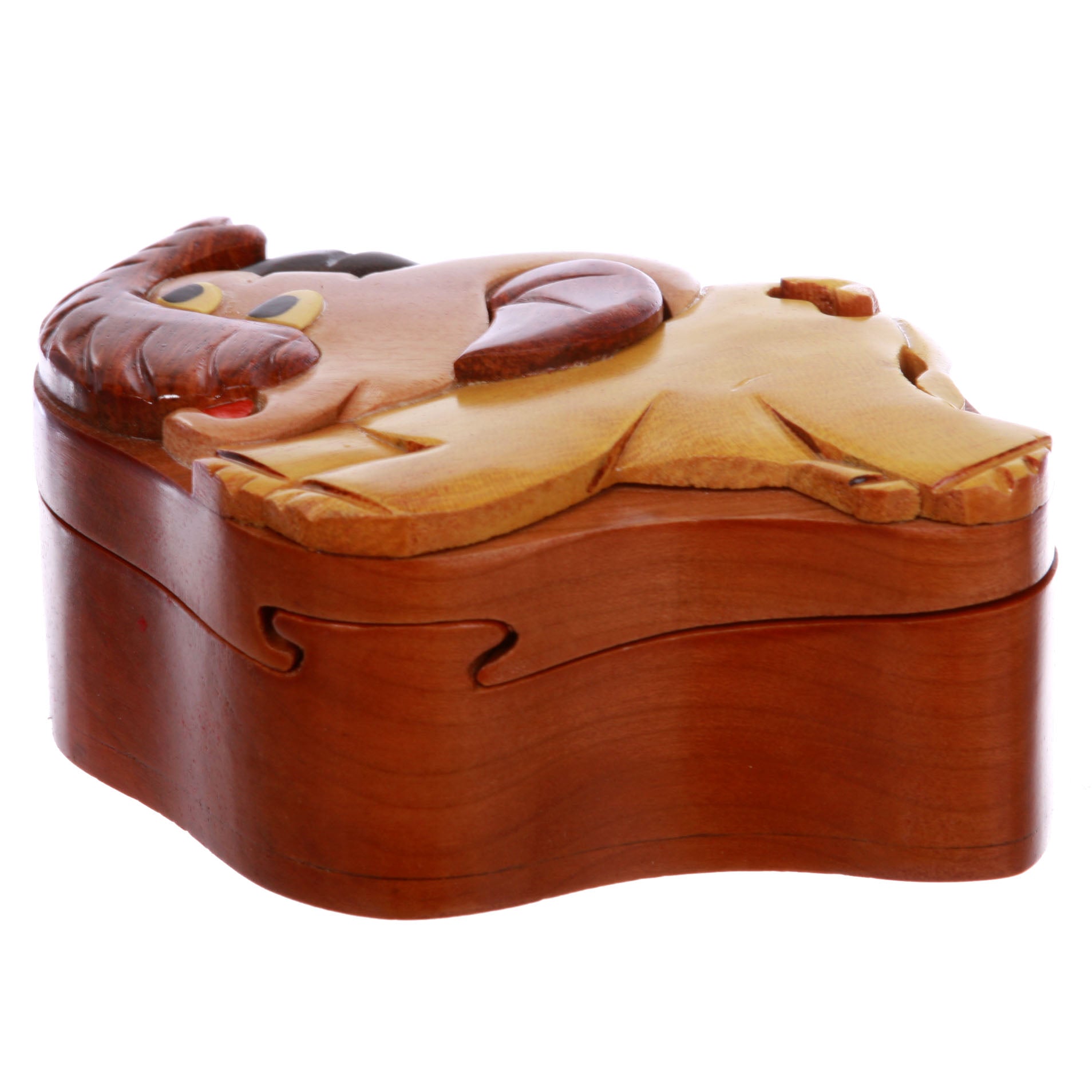 Handcrafted Wooden Animal Shape Secret Jewelry Puzzle Box - Elephant - OnlineBelts