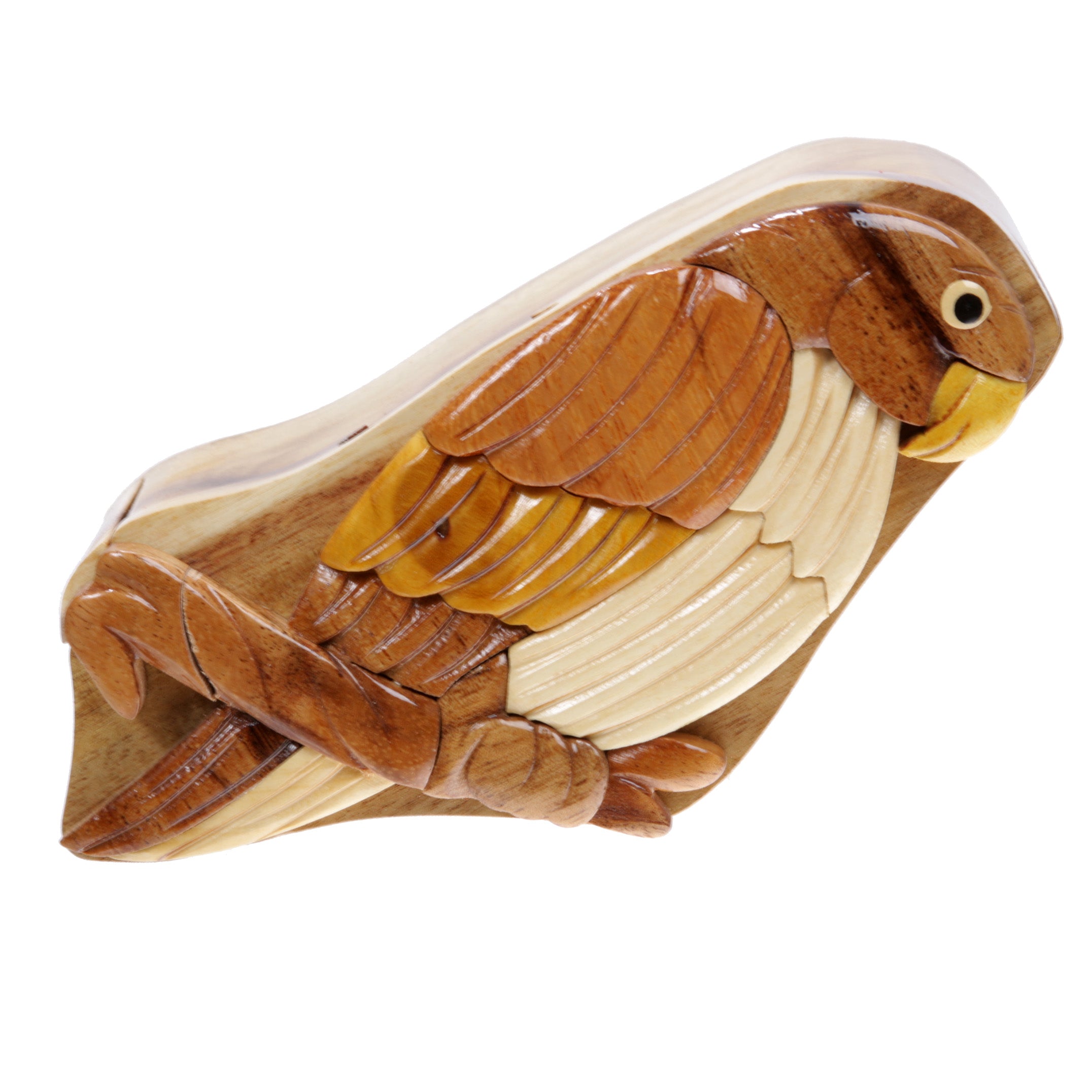 Handcrafted Wooden Parrot/Bird Shape Secret Jewelry Puzzle Box - Parrot - OnlineBelts