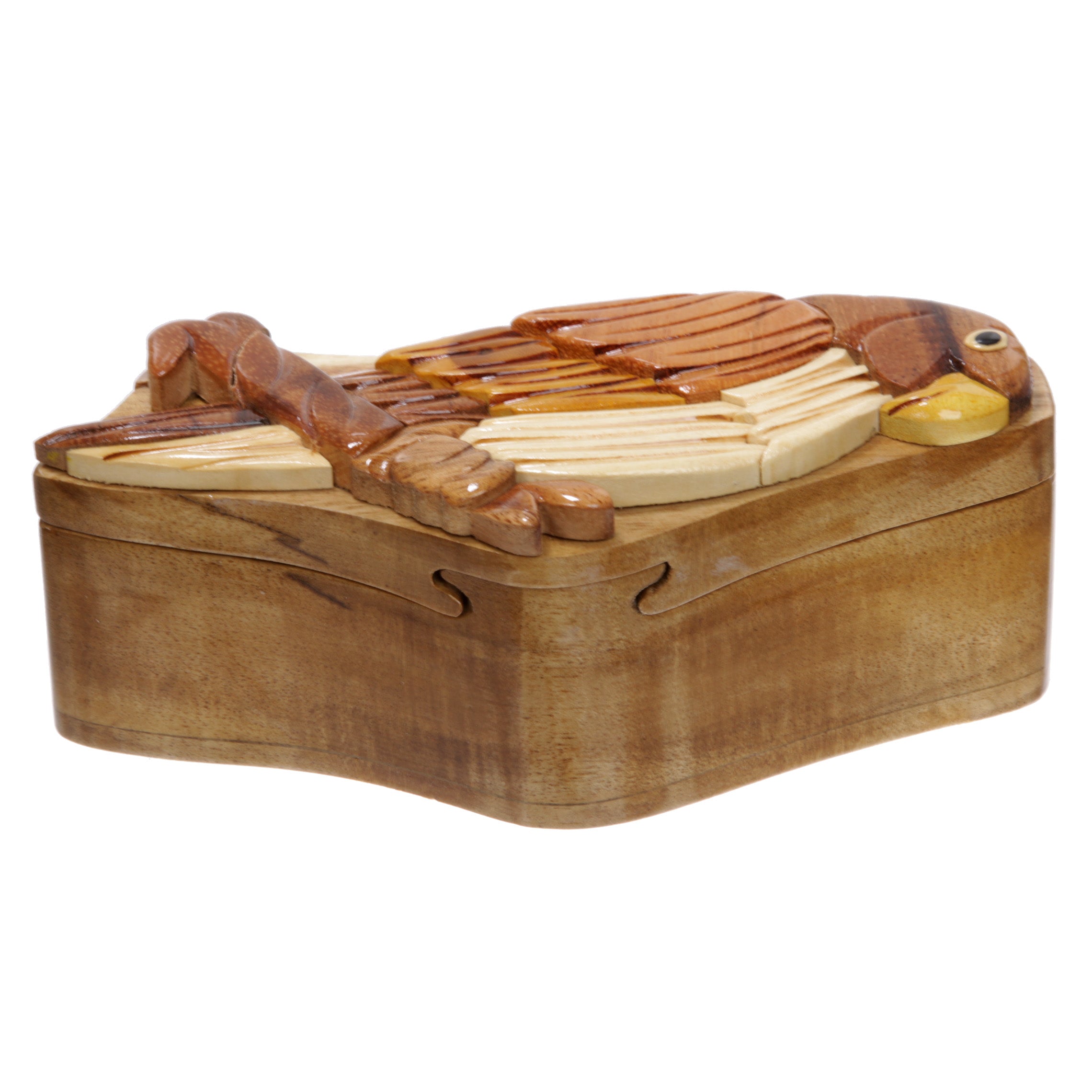 Handcrafted Wooden Parrot/Bird Shape Secret Jewelry Puzzle Box - Parrot - OnlineBelts