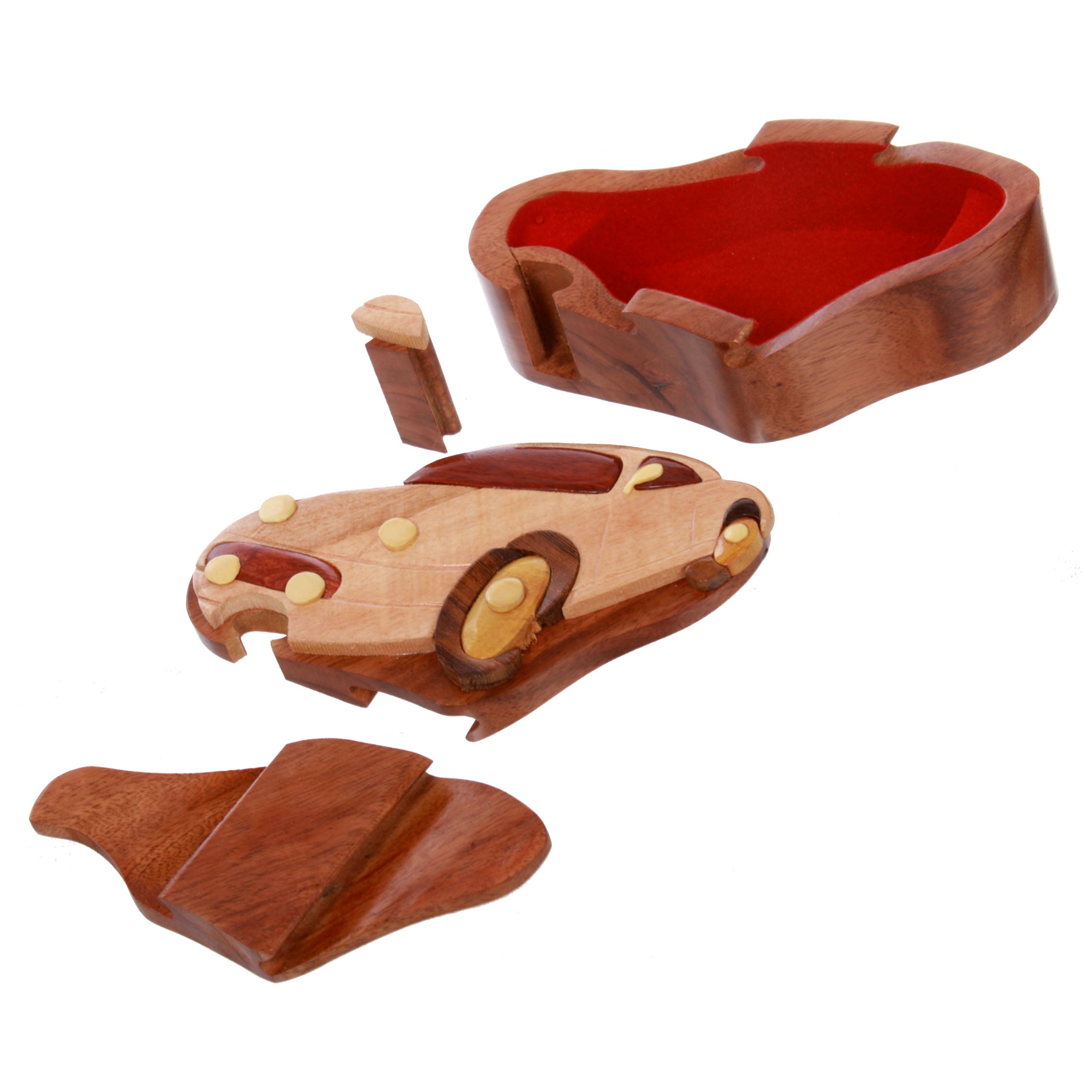 Handcrafted Wooden Sports Car Shape Cool Secret Jewelry Puzzle Box - Car - OnlineBelts