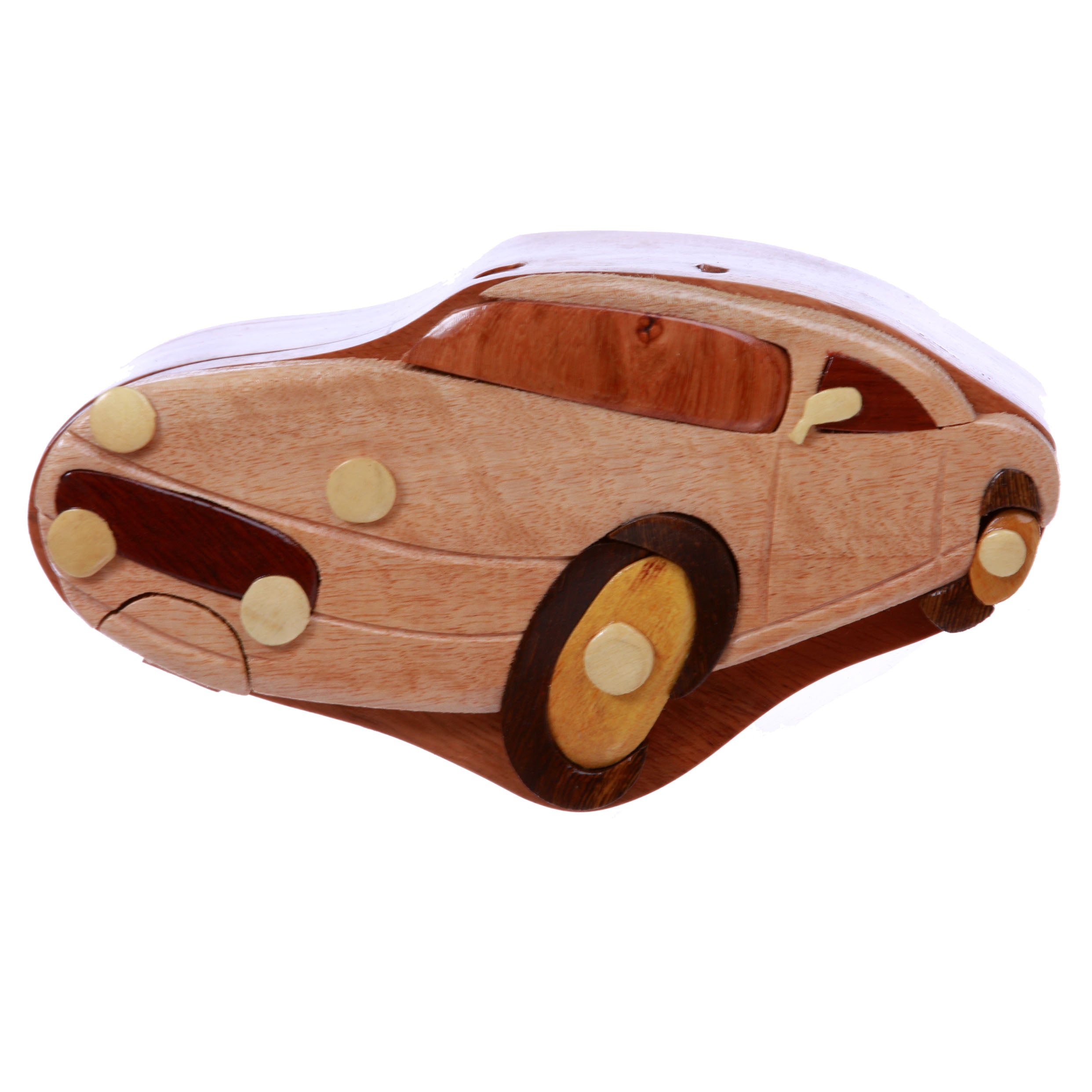 Handcrafted Wooden Sports Car Shape Cool Secret Jewelry Puzzle Box - Car - OnlineBelts
