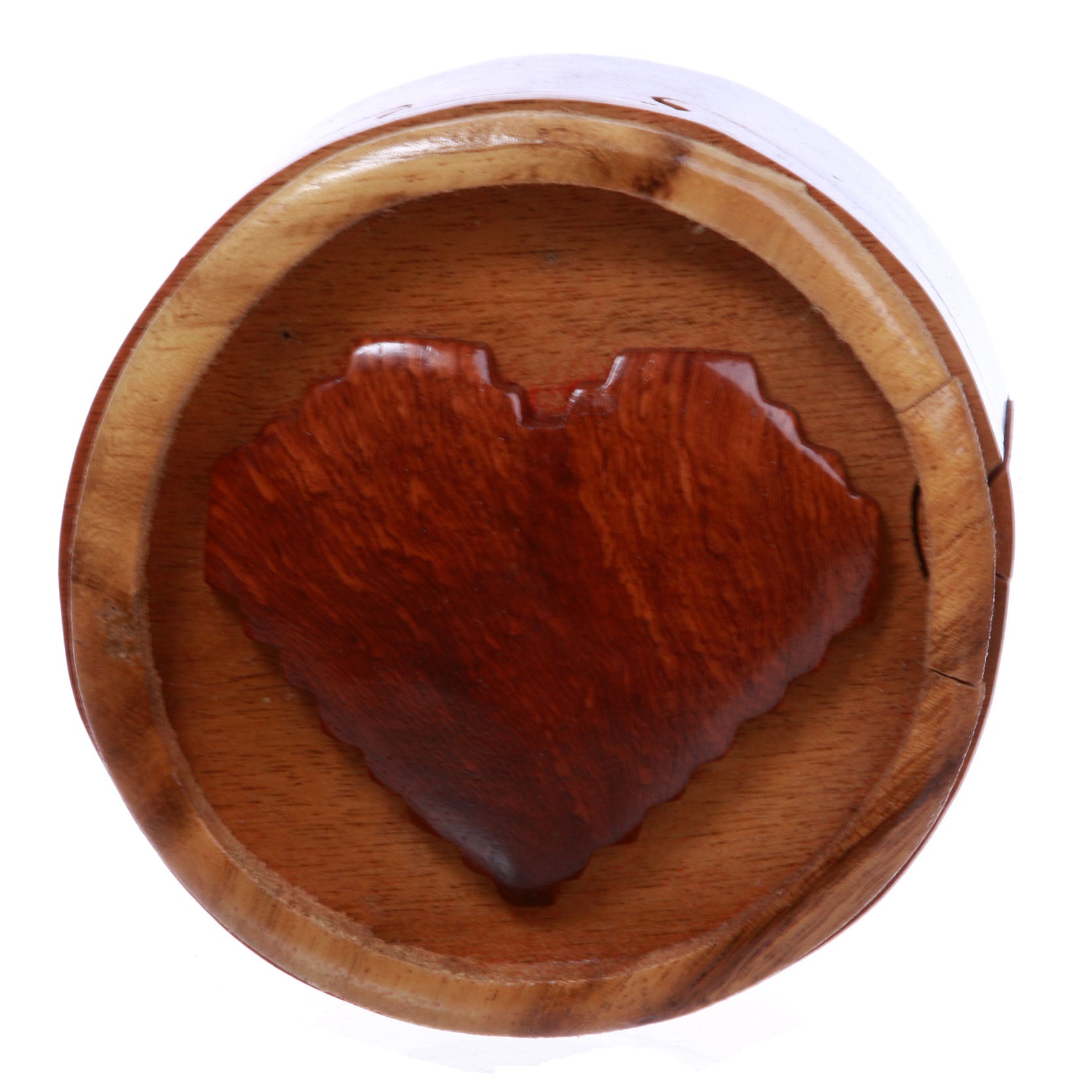 Handcrafted Wooden Round Heart/Love Shape Secret Jewelry Puzzle Box - Heart - OnlineBelts