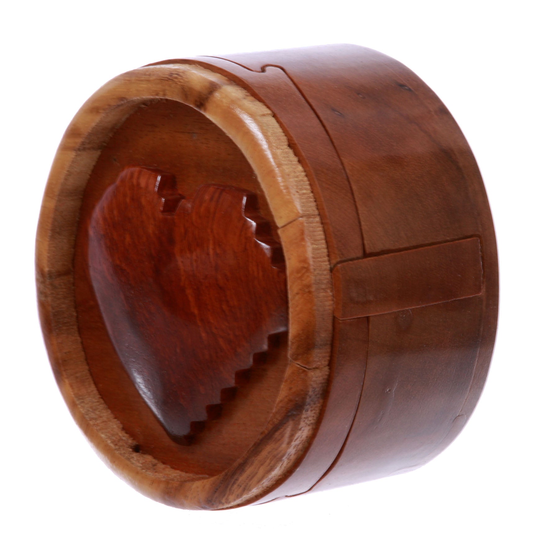Handcrafted Wooden Round Heart/Love Shape Secret Jewelry Puzzle Box - Heart - OnlineBelts