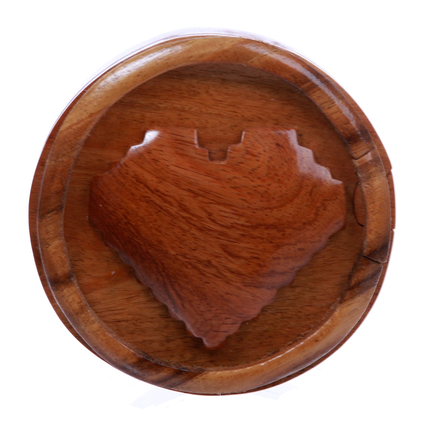 Handcrafted Wooden Round Heart/Love Shape Secret Jewelry Puzzle Box - Heart - OnlineBelts