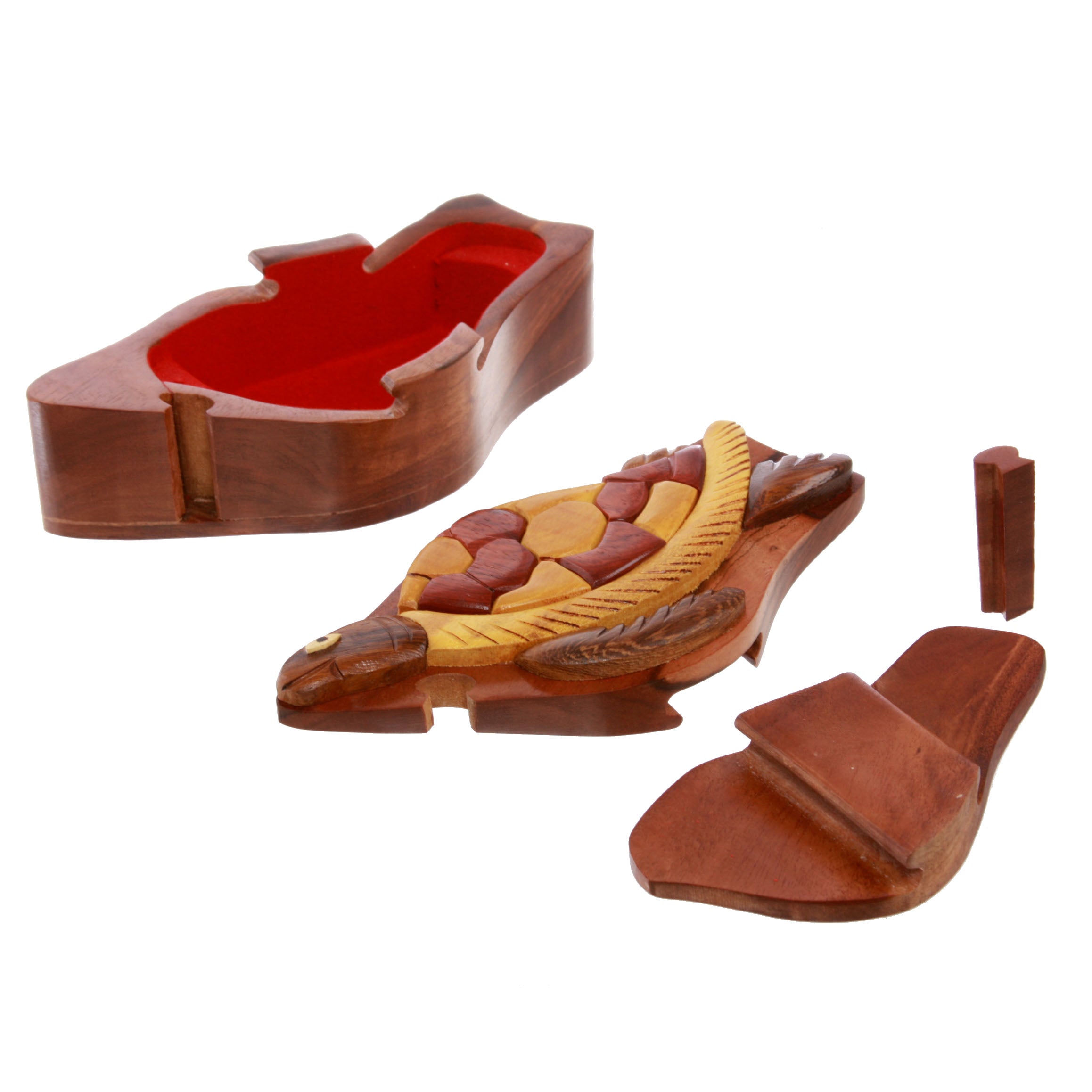 Handcrafted Wooden Turtle Animal Shape Secret Jewelry Puzzle Box - Turtle - OnlineBelts