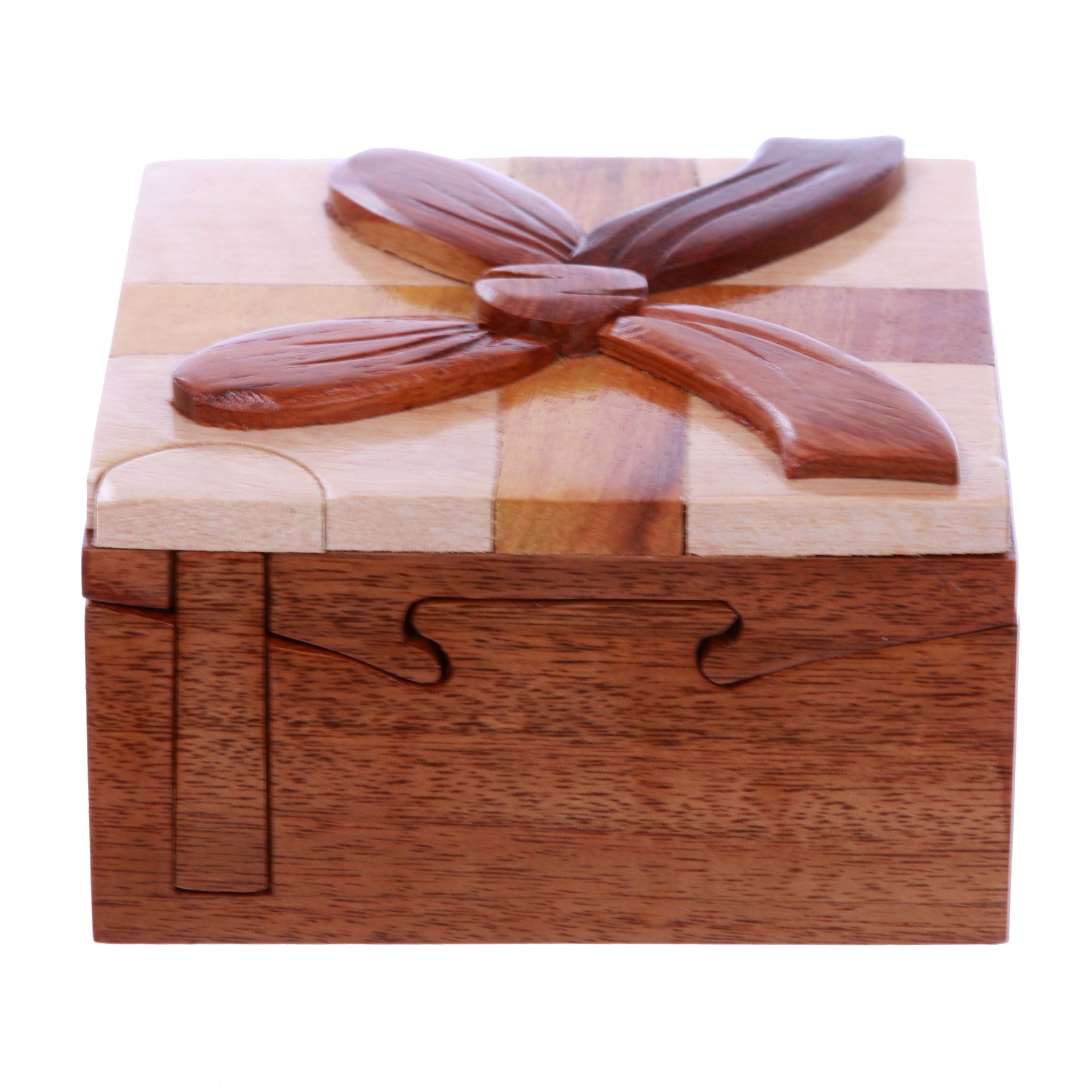 Handcrafted Wooden Square Gift Box Shape Secret Jewelry Puzzle Box - Gift Box - OnlineBelts