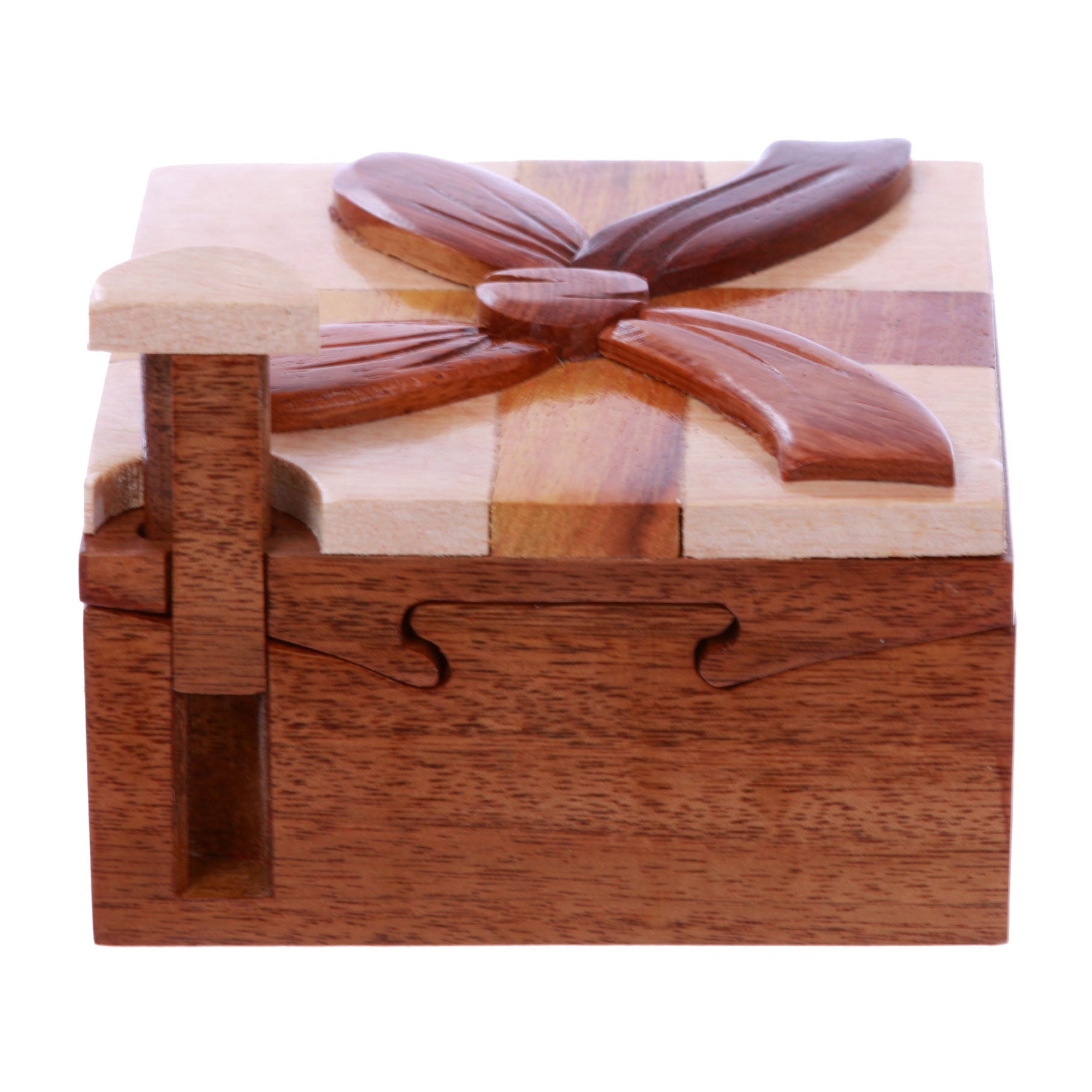 Handcrafted Wooden Square Gift Box Shape Secret Jewelry Puzzle Box - Gift Box - OnlineBelts