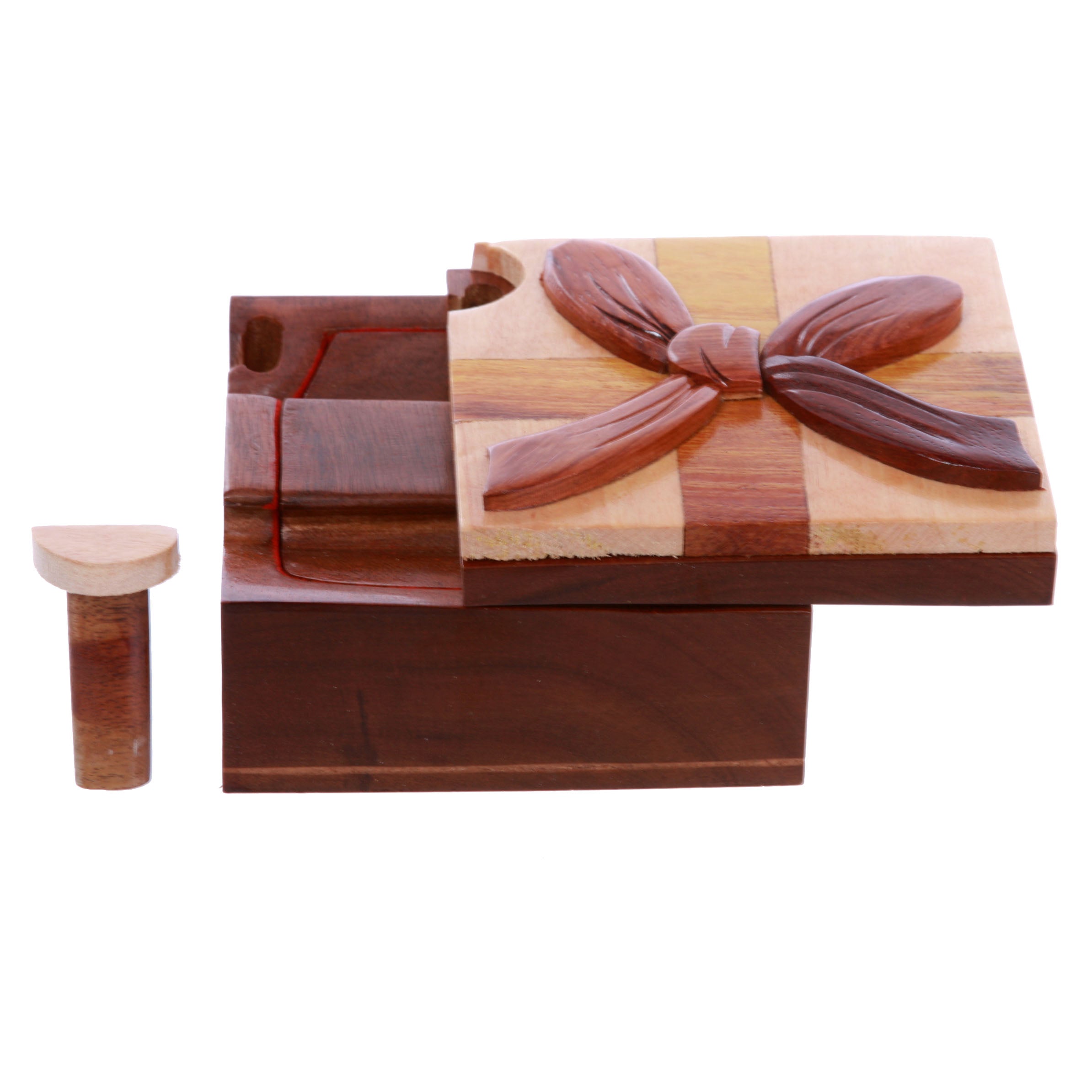 Handcrafted Wooden Square Gift Box Shape Secret Jewelry Puzzle Box - Gift Box - OnlineBelts