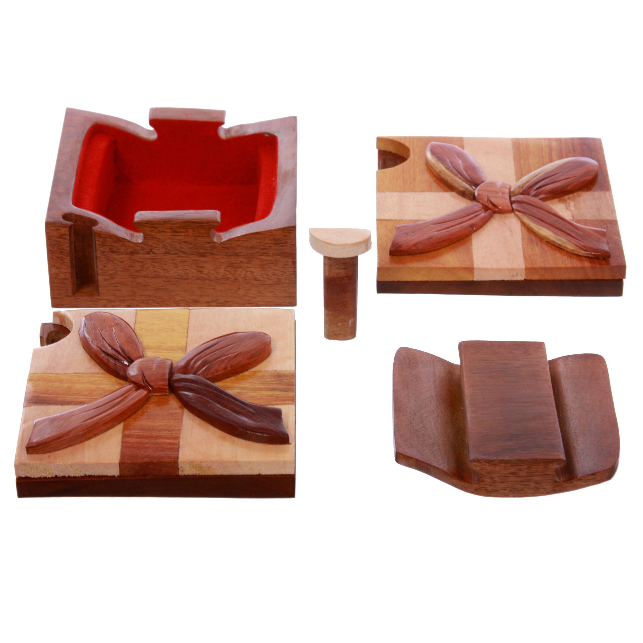 Handcrafted Wooden Square Gift Box Shape Secret Jewelry Puzzle Box - Gift Box - OnlineBelts