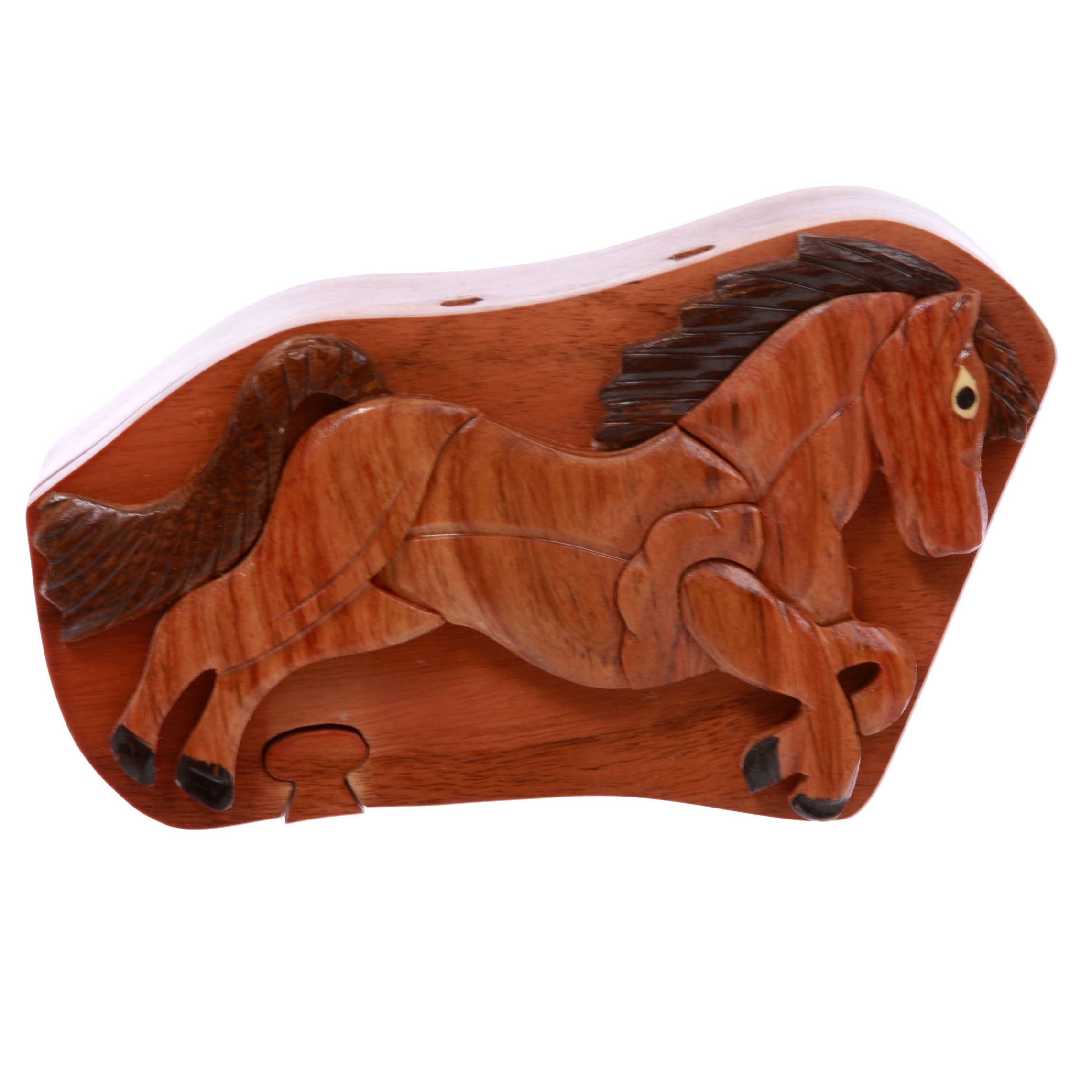 Handcrafted Wooden Running Horse Secret Jewelry Puzzle Box - Running Horse - OnlineBelts
