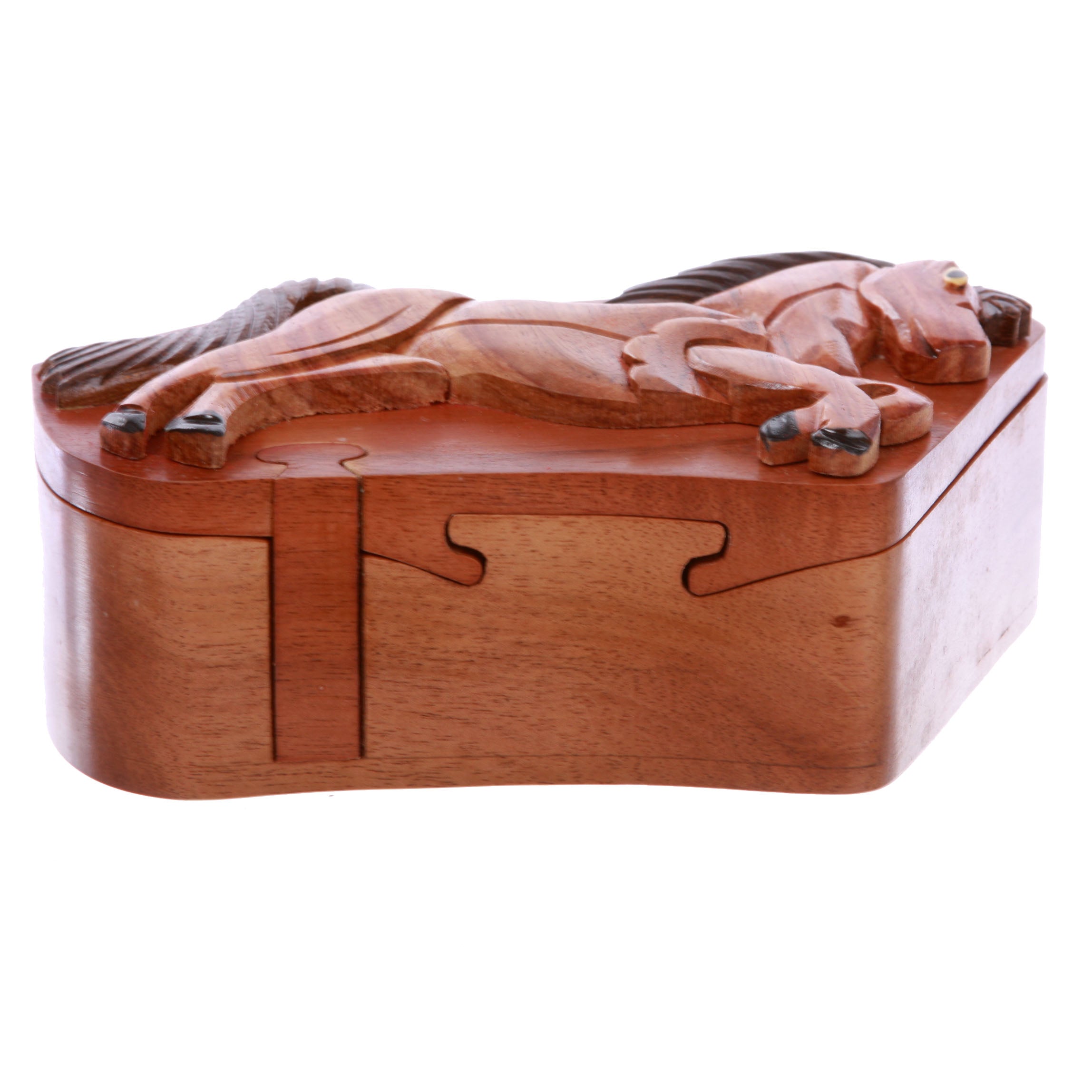 Handcrafted Wooden Running Horse Secret Jewelry Puzzle Box - Running Horse - OnlineBelts
