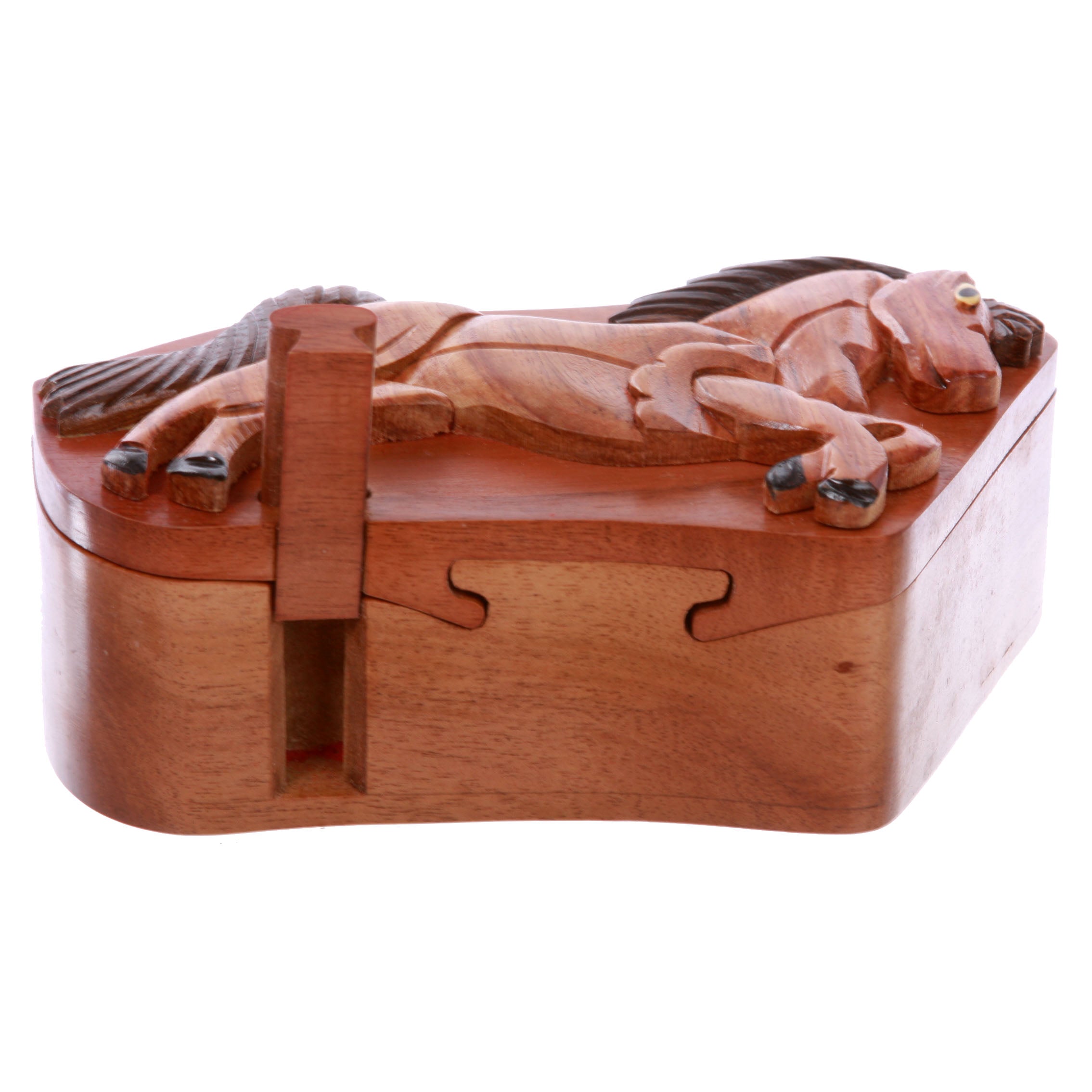 Handcrafted Wooden Running Horse Secret Jewelry Puzzle Box - Running Horse - OnlineBelts