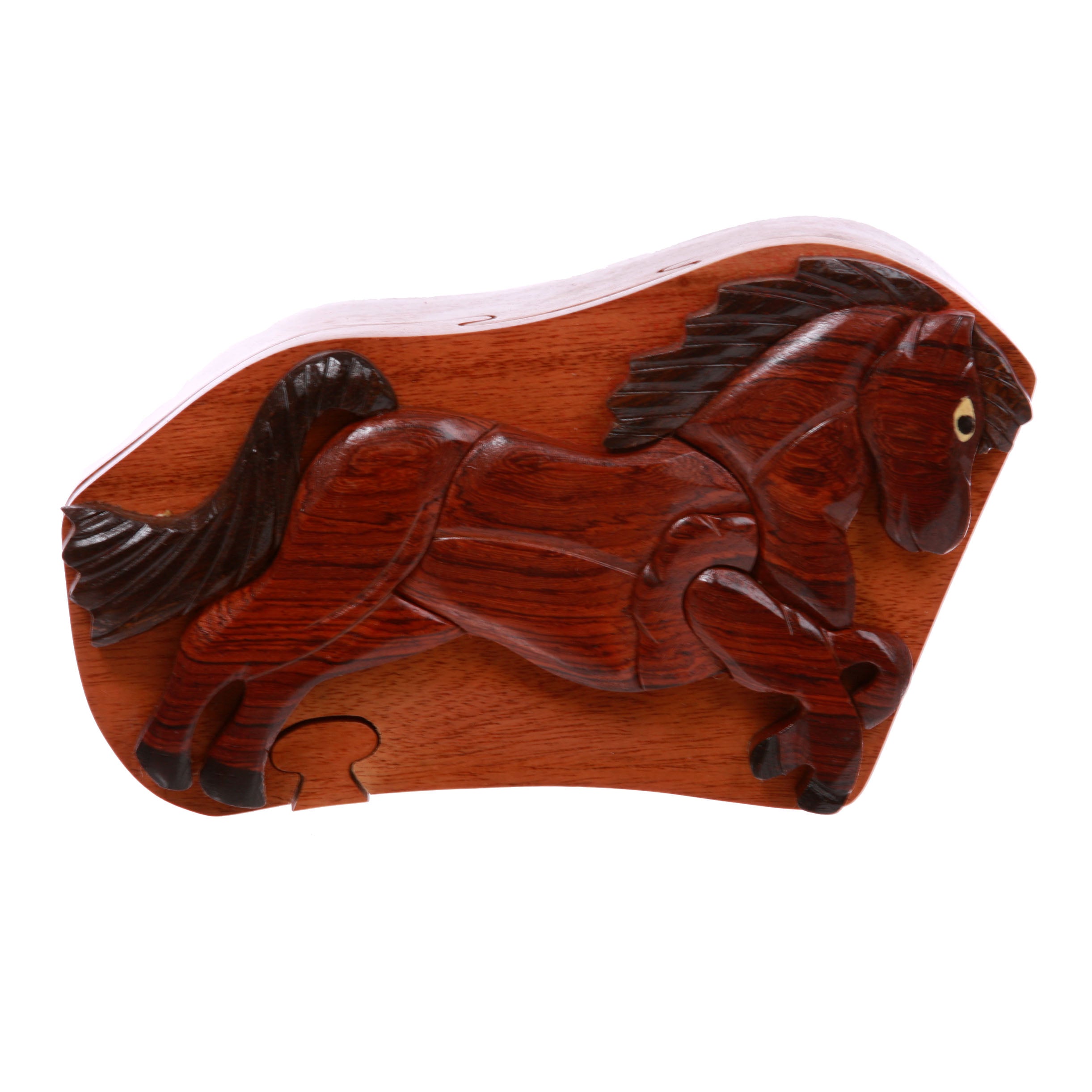 Handcrafted Wooden Running Horse Secret Jewelry Puzzle Box - Running Horse - OnlineBelts