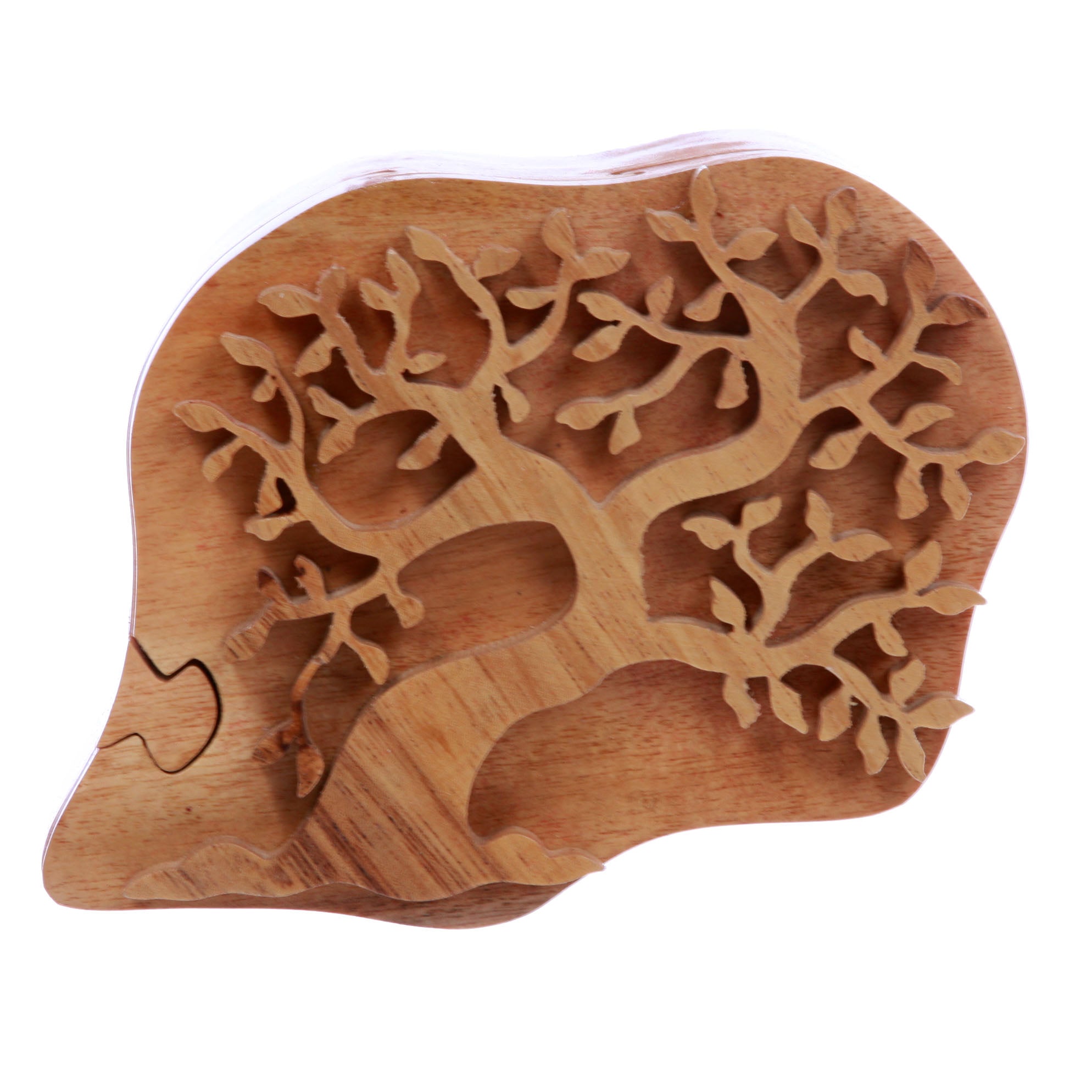 Handcrafted Tree Of Love Wooden Secret Jewelry Puzzle Box - Frondent Tree - OnlineBelts