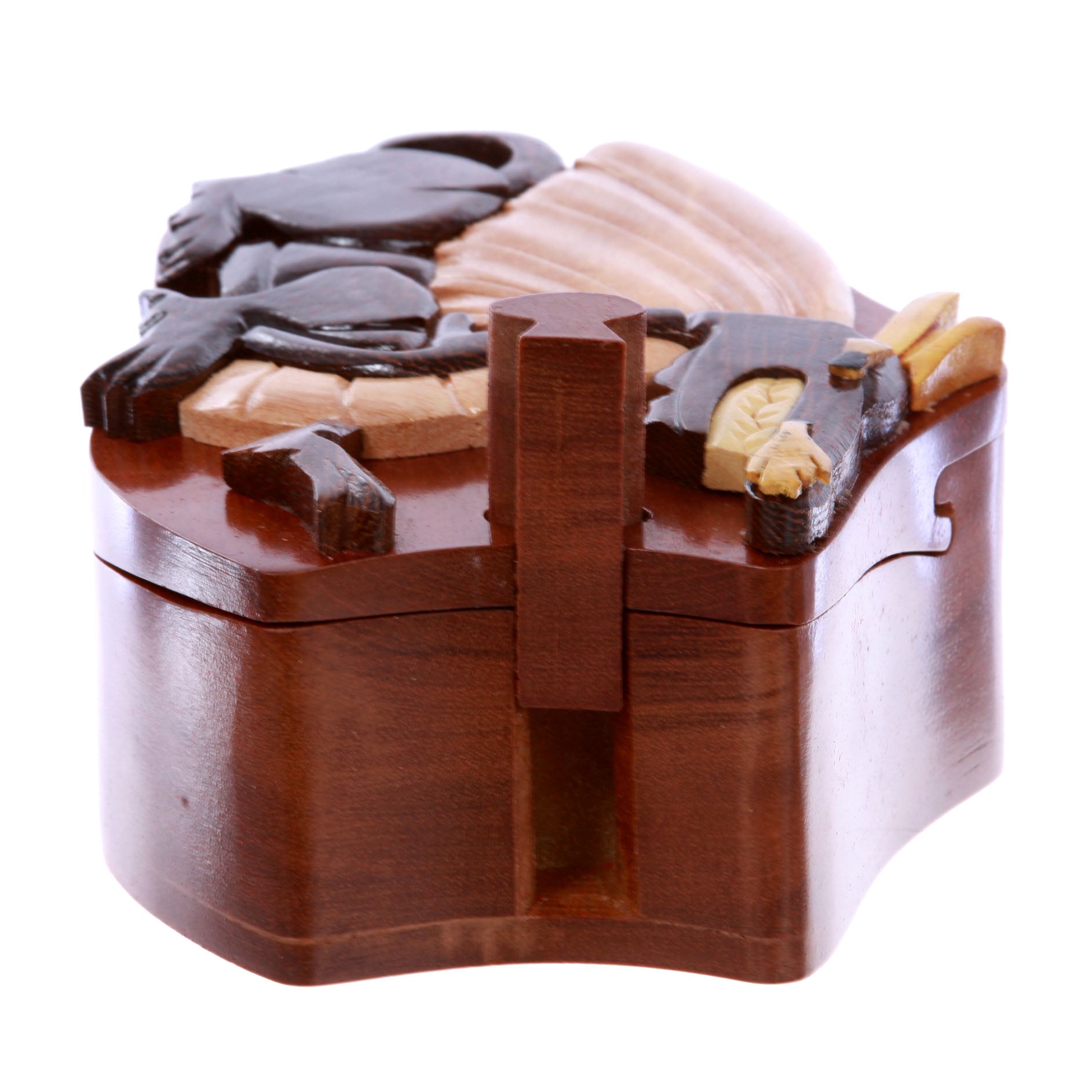 Tyrannosaurus-Rex With Wings Handcrafted Wooden Dinosaur Secret Jewelry Puzzle Box - Tyrannosaurus - OnlineBelts