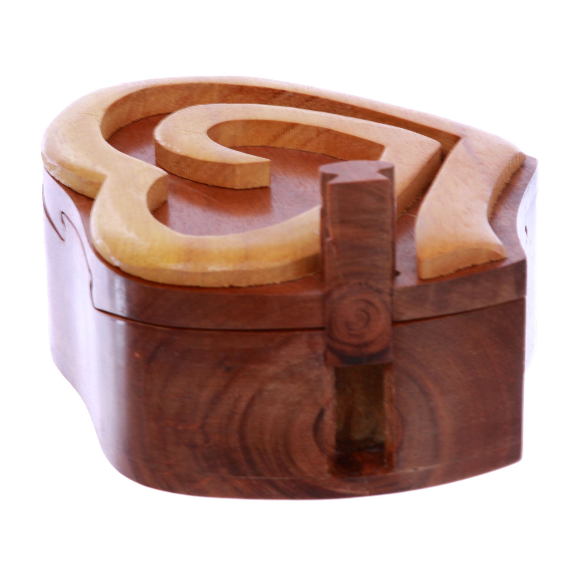 Double Interlink Entwined Hearts Handcrafted Wooden Secret Jewelry Puzzle Box - Hearts - OnlineBelts