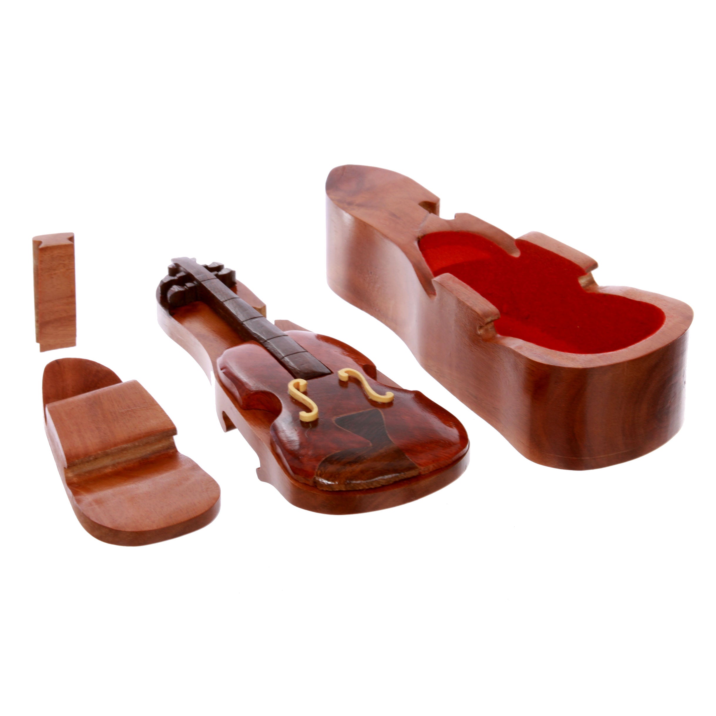 Violin/Fiddle Handcrafted Wooden Secret Jewelry Puzzle Box - Violin/Fiddle - OnlineBelts