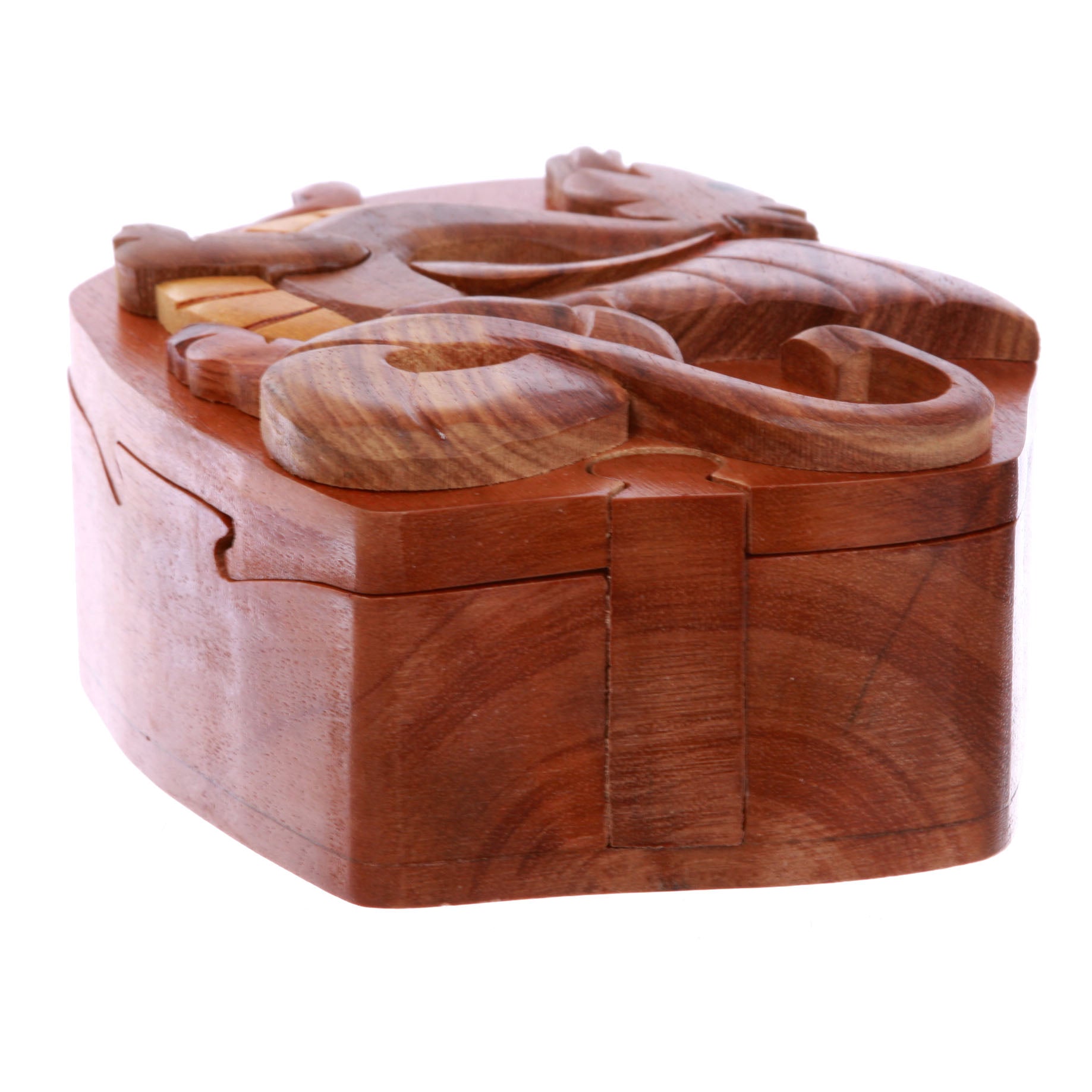 Tyrannosaurus-Rex With Wings Handcrafted Wooden Dinosaur Secret Jewelry Puzzle Box - Lovely Tyrannosaurus - OnlineBelts