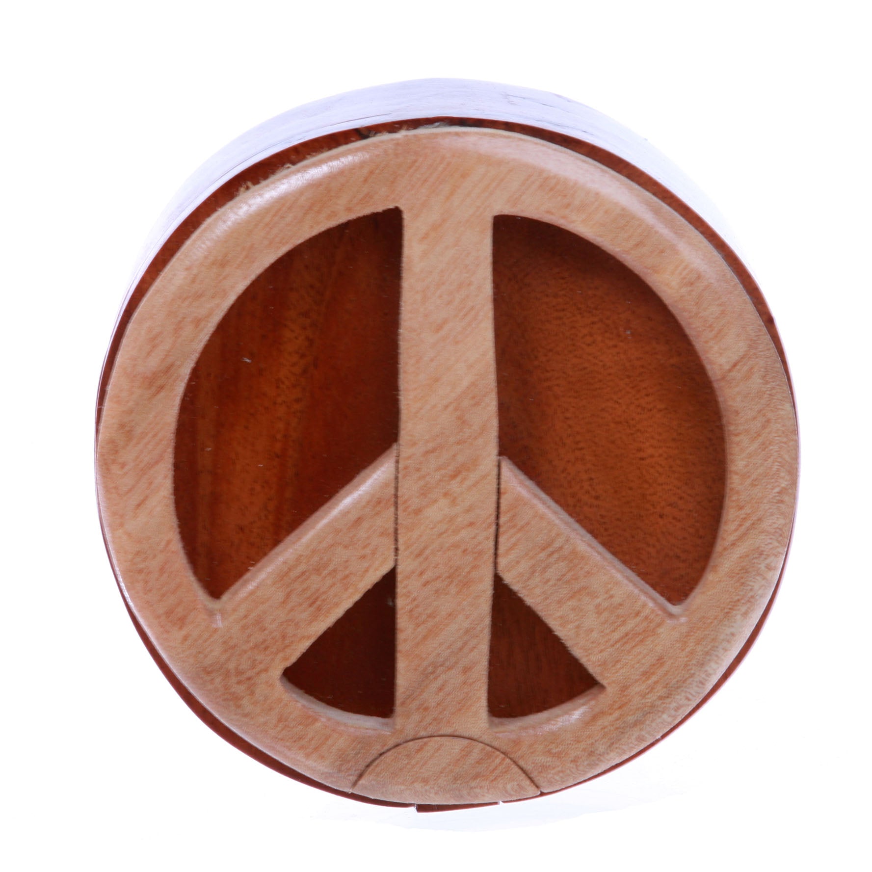 Handcrafted Wooden Peace Sign Shape Secret Jewelry Puzzle Box -Peace Sign - OnlineBelts