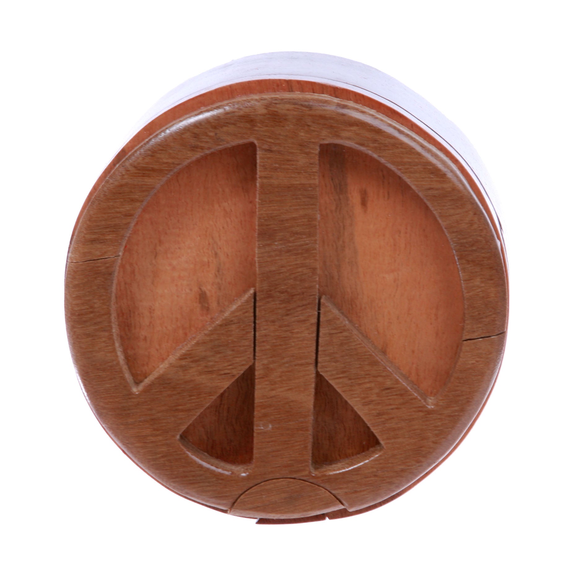 Handcrafted Wooden Peace Sign Shape Secret Jewelry Puzzle Box -Peace Sign - OnlineBelts