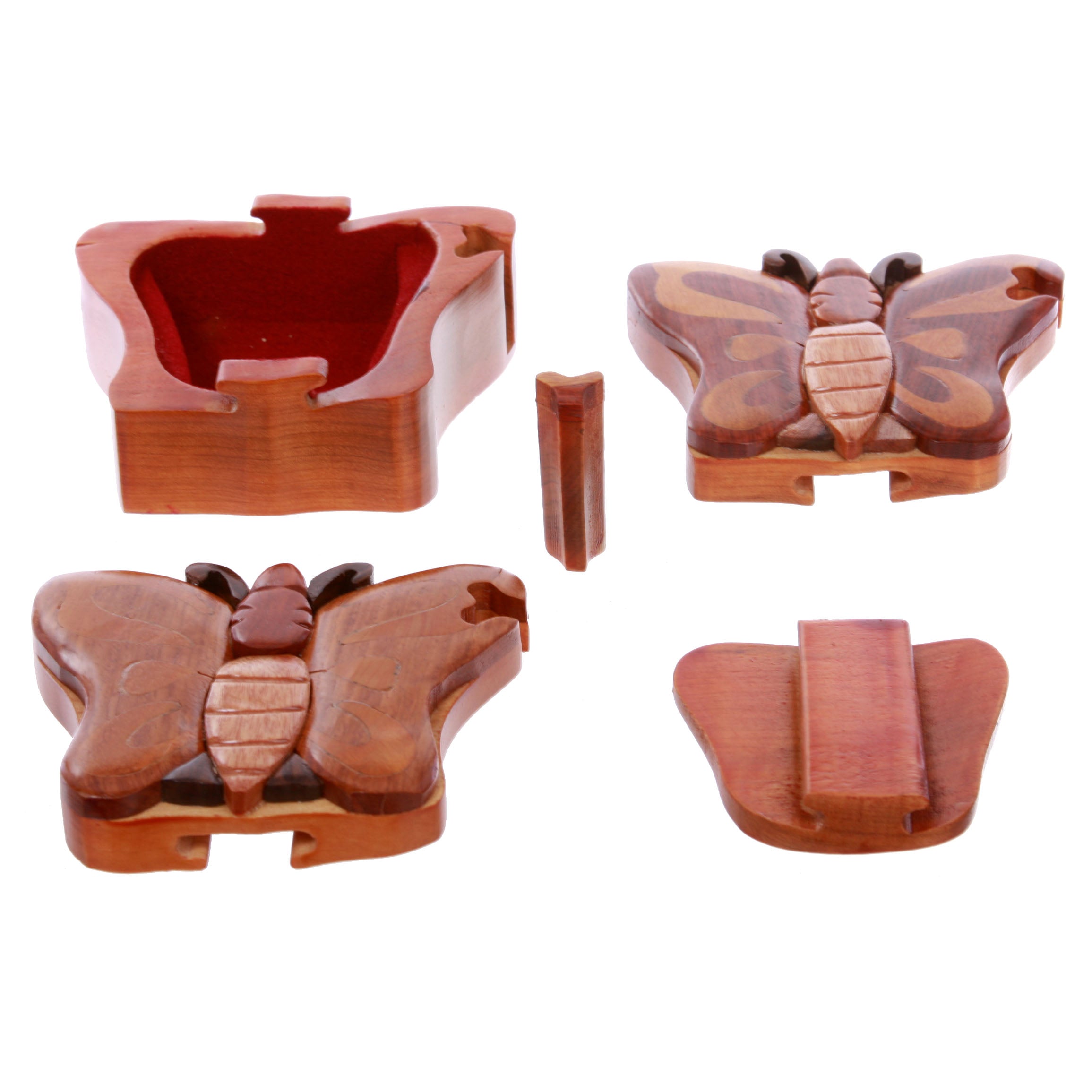 Butterfly Handcrafted Wooden Secret Jewelry Puzzle Box - Butterfly