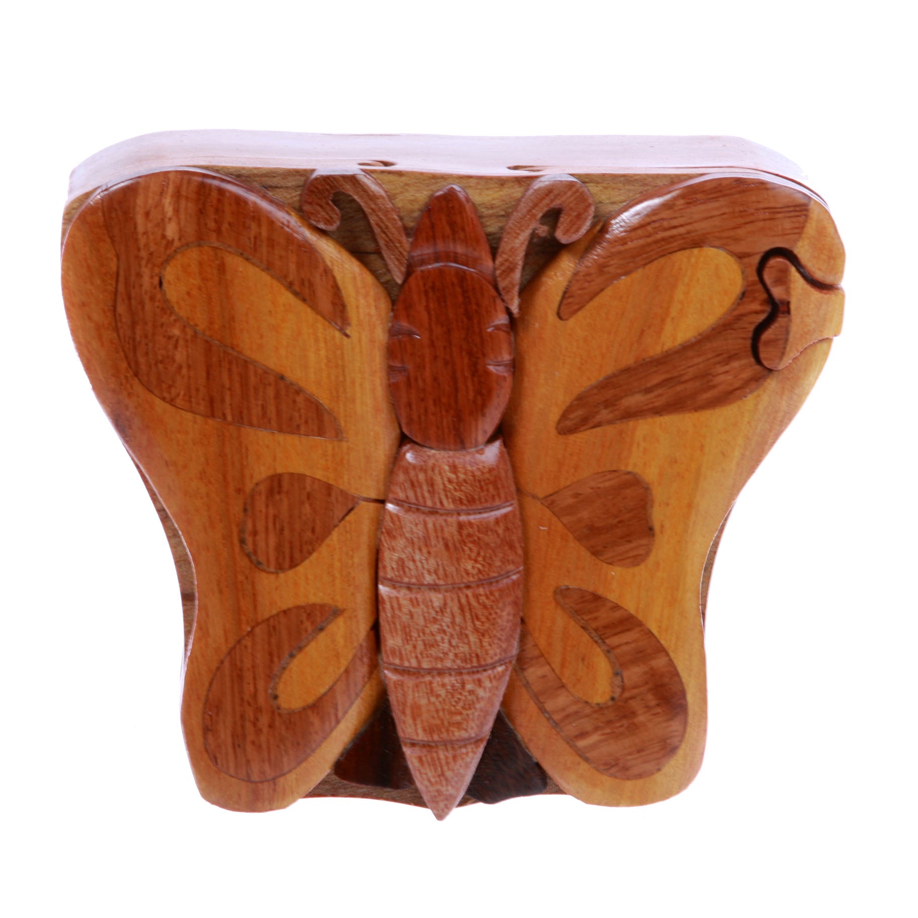 Butterfly Handcrafted Wooden Secret Jewelry Puzzle Box - Butterfly - OnlineBelts