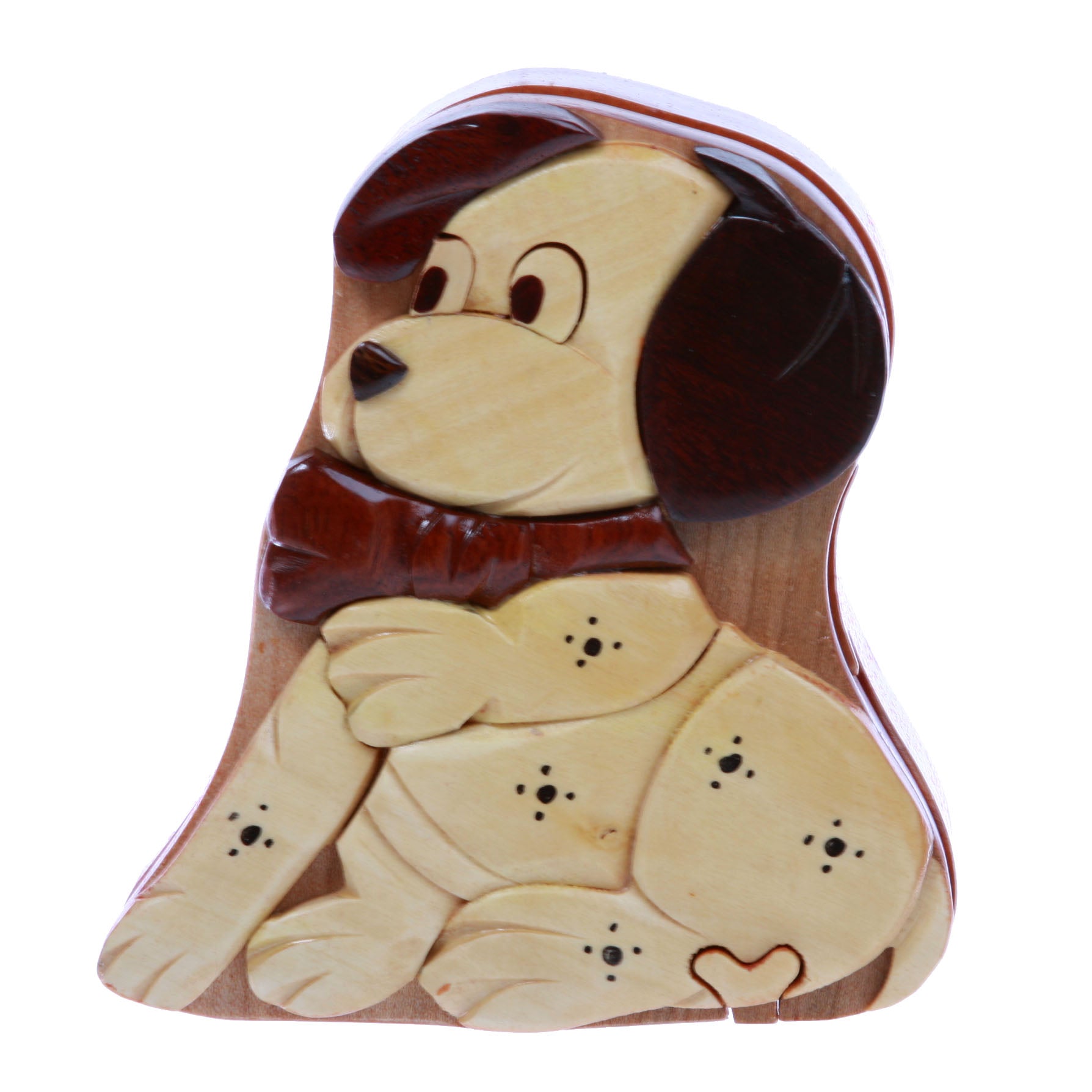 Lovely Doggy Puppy Handcrafted Wooden Dinosaur Secret Jewelry Puzzle Box - Dog - OnlineBelts