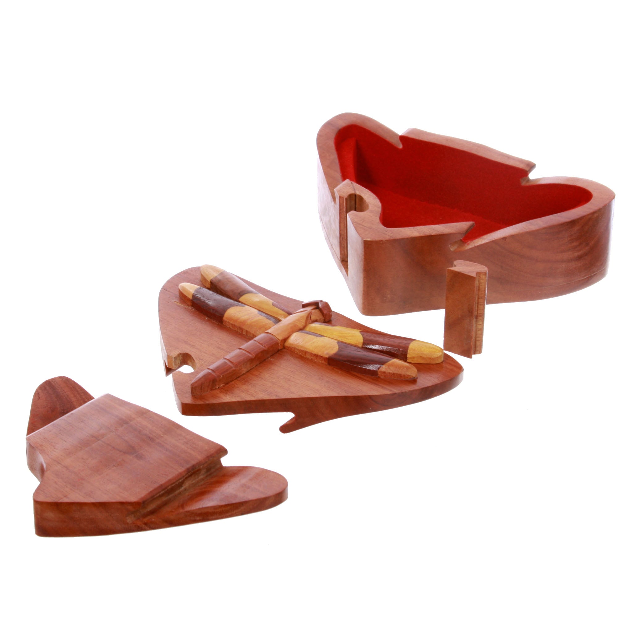 dragonfly Handcrafted Wooden Secret Jewelry Puzzle Box -Dragonfly - OnlineBelts