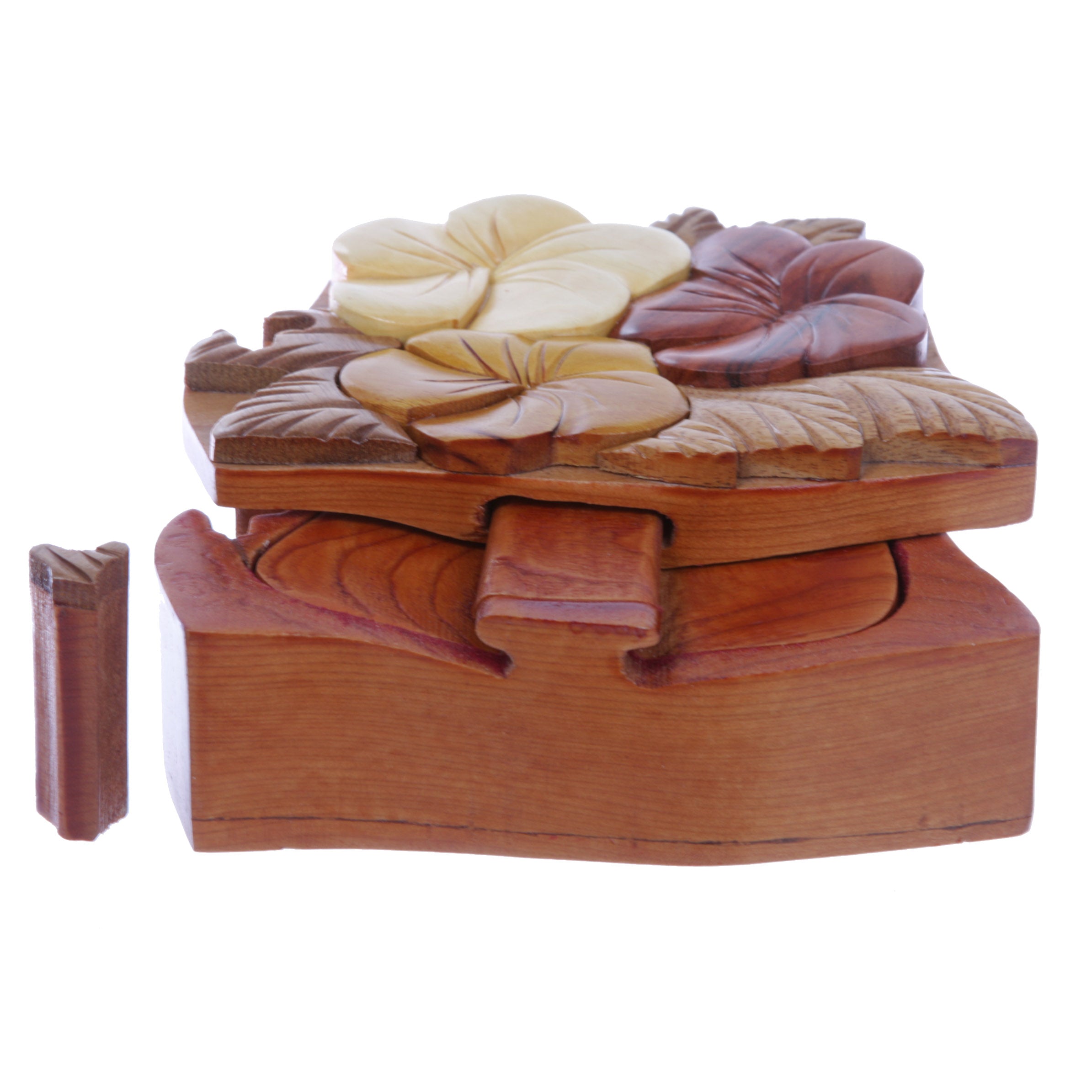 Handcrafted Wooden Flowers Shape Secret Jewelry Puzzle Box - Flowers - OnlineBelts