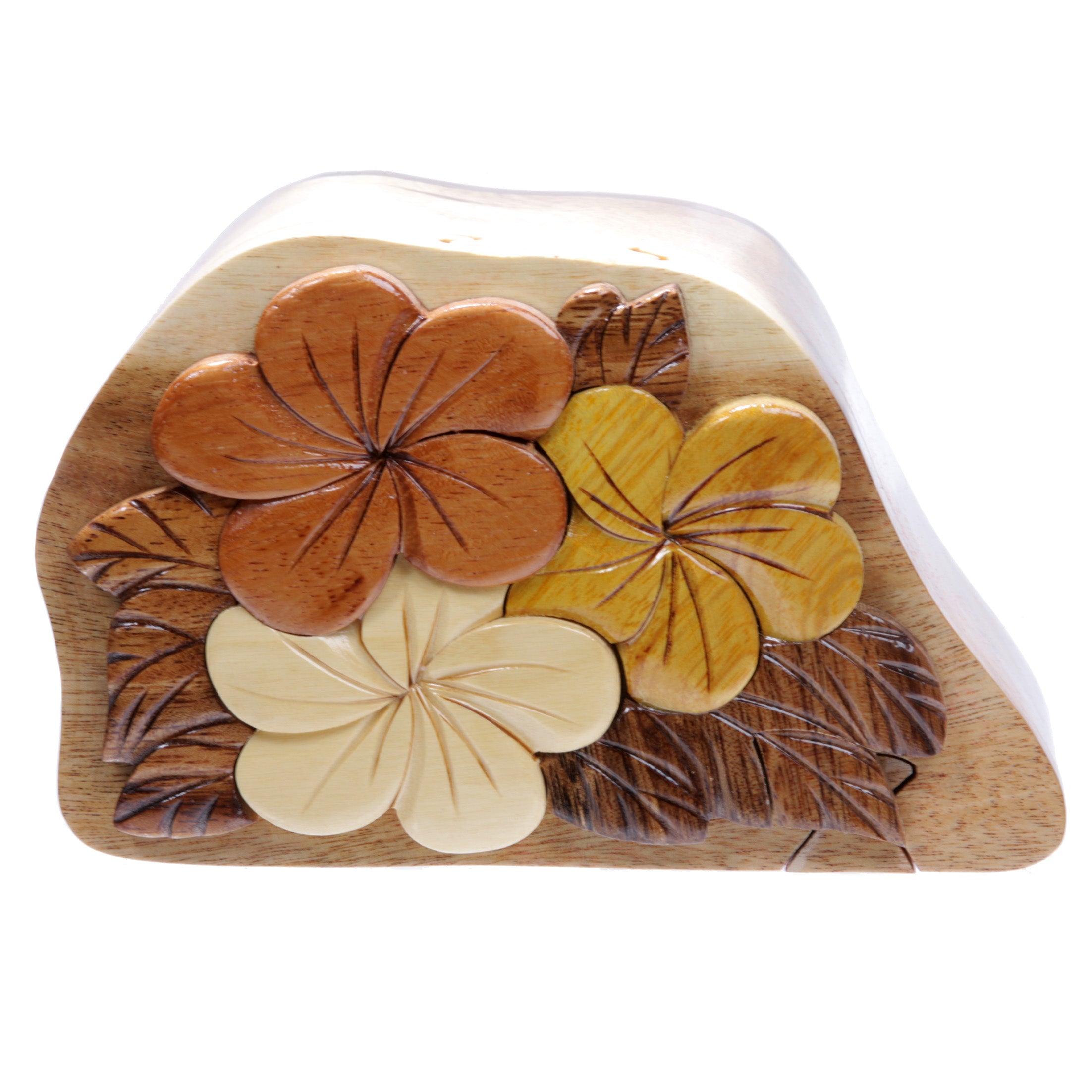 Handcrafted Wooden Flowers Shape Secret Jewelry Puzzle Box - Flowers - OnlineBelts