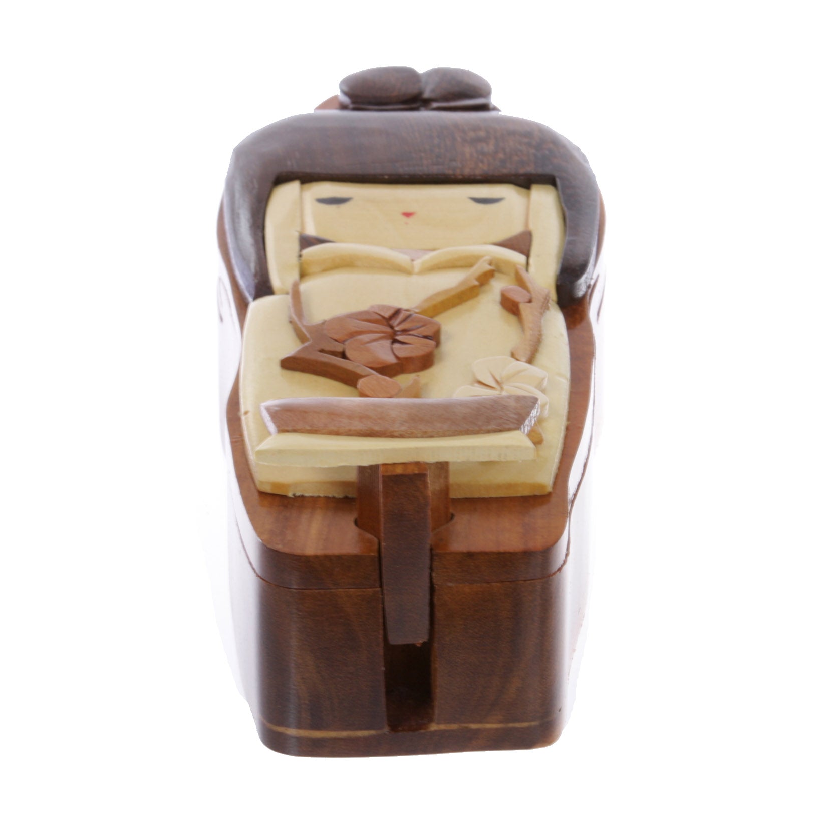 Handcrafted Wooden Japanese Doll Secret Jewelry Puzzle Box - Doll - OnlineBelts