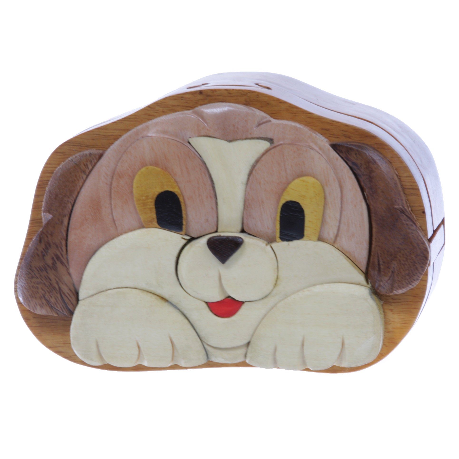 Handcrafted Wooden Dog/Puppy Shape Secret Jewelry Puzzle Box - Dog/Puppy - OnlineBelts