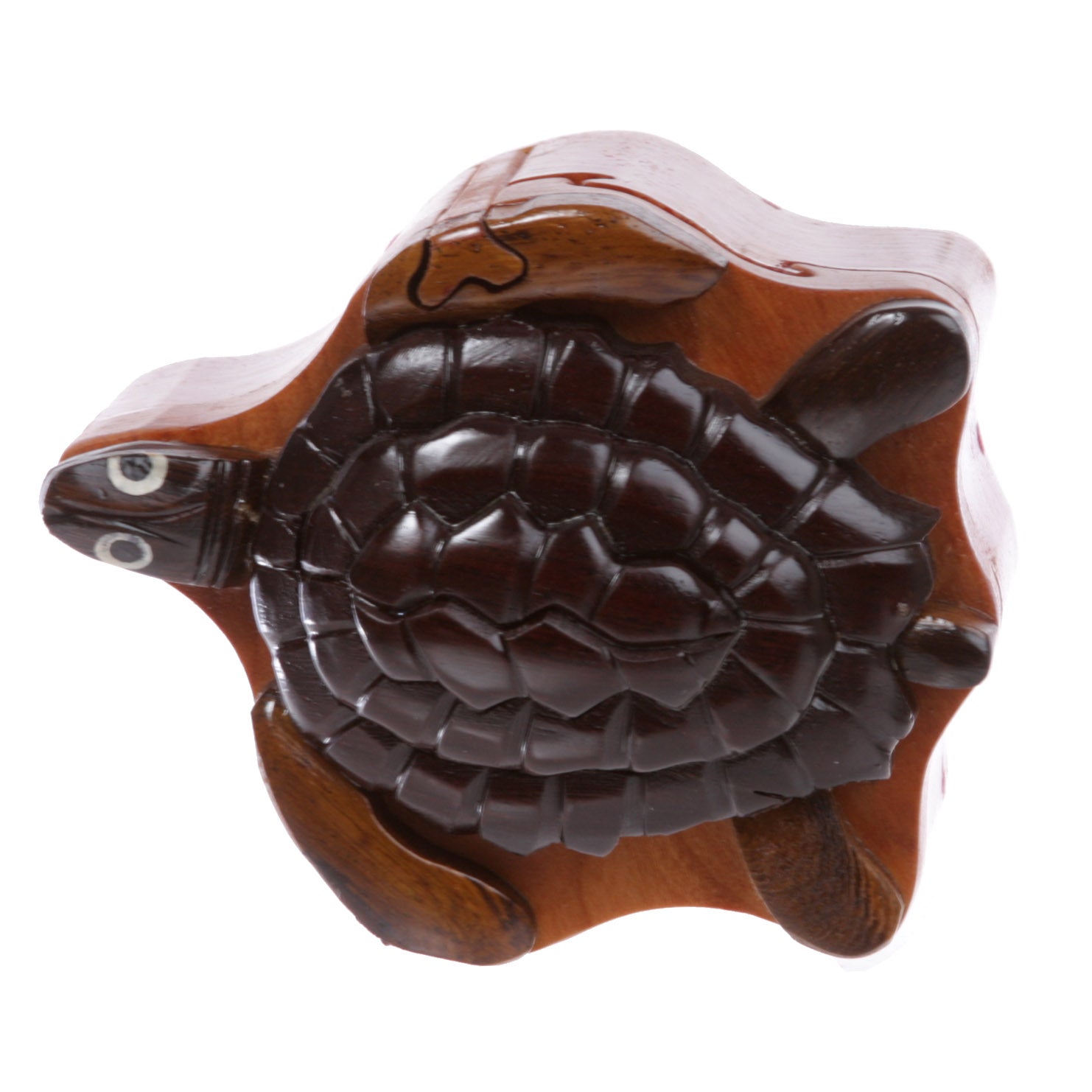 Handcrafted Wooden Animal Shape Secret Jewelry Puzzle Box - Turtle - OnlineBelts