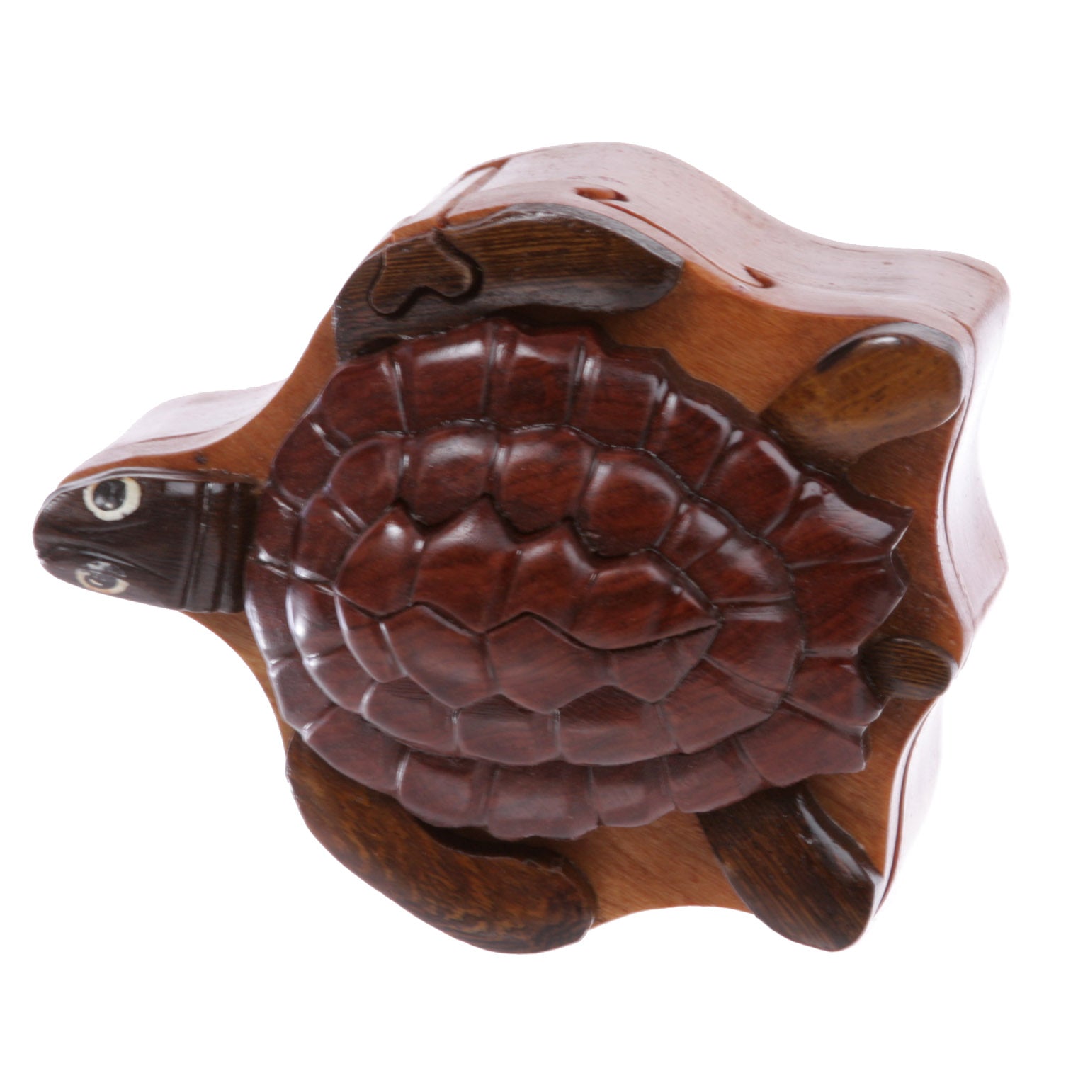 Handcrafted Wooden Animal Shape Secret Jewelry Puzzle Box - Turtle - OnlineBelts