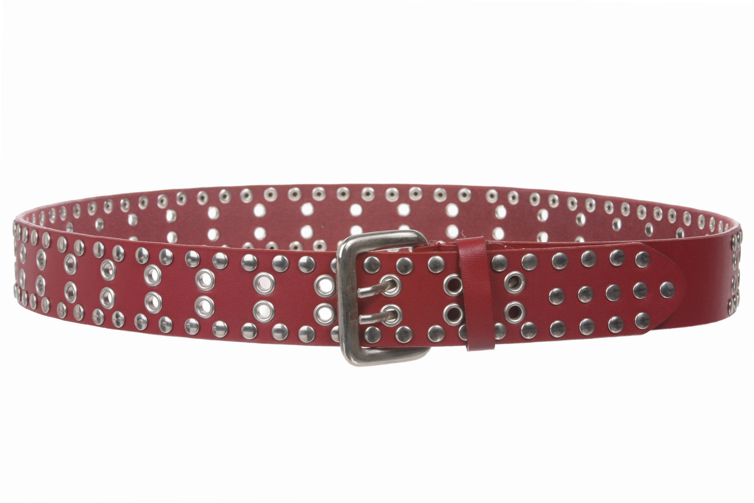 Two Row Grommets and circle studded Fashion Belt - OnlineBelts