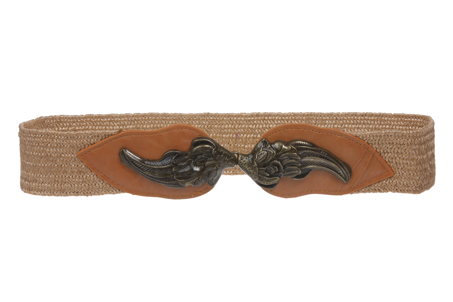 2" Wide High Waist Fashion Stretch Belt With Feather Shaped Buckle Size: One-