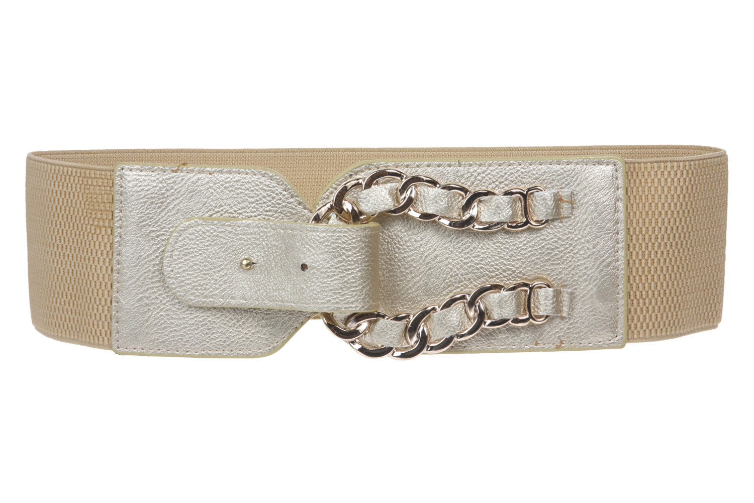 3" Wide High Metel Chain Ring fold Fashion Stretch Belt