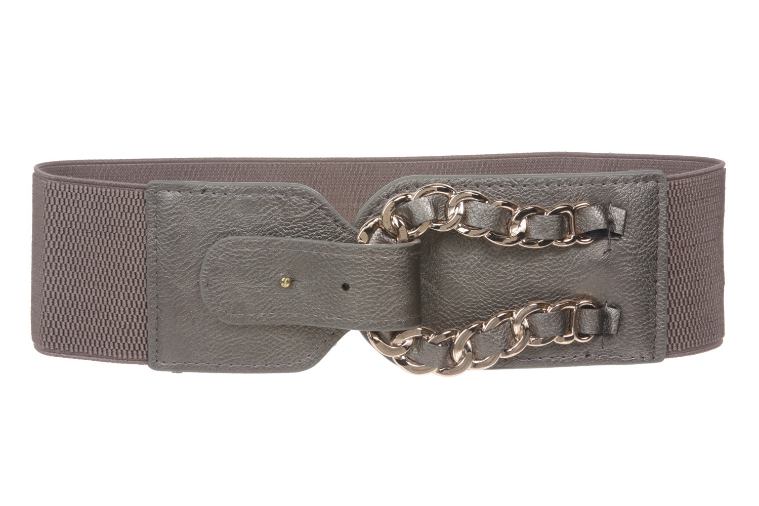 3" Wide High Metel Chain Ring fold Fashion Stretch Belt