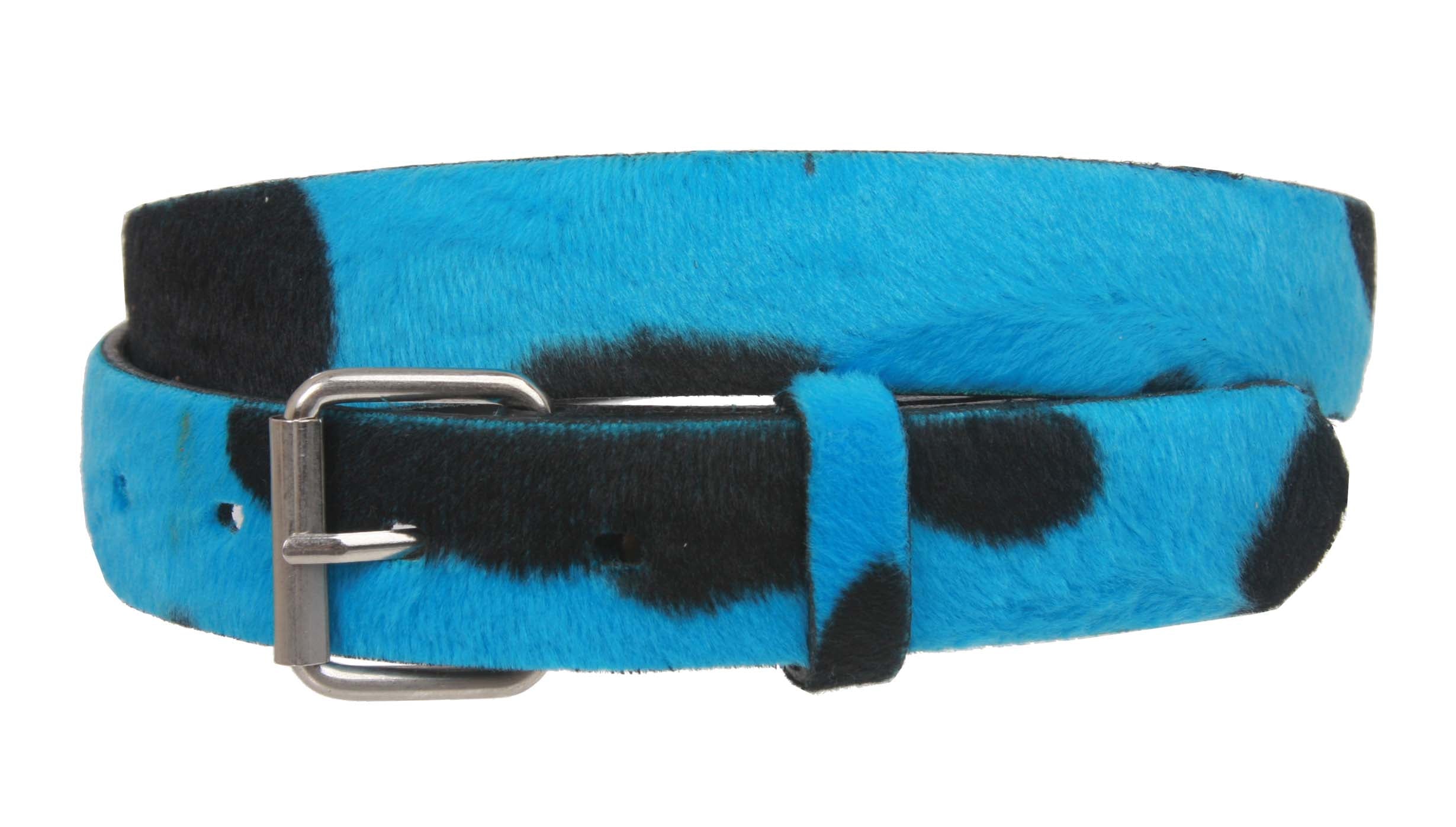 Snap On Cow Print Leather Belt - OnlineBelts