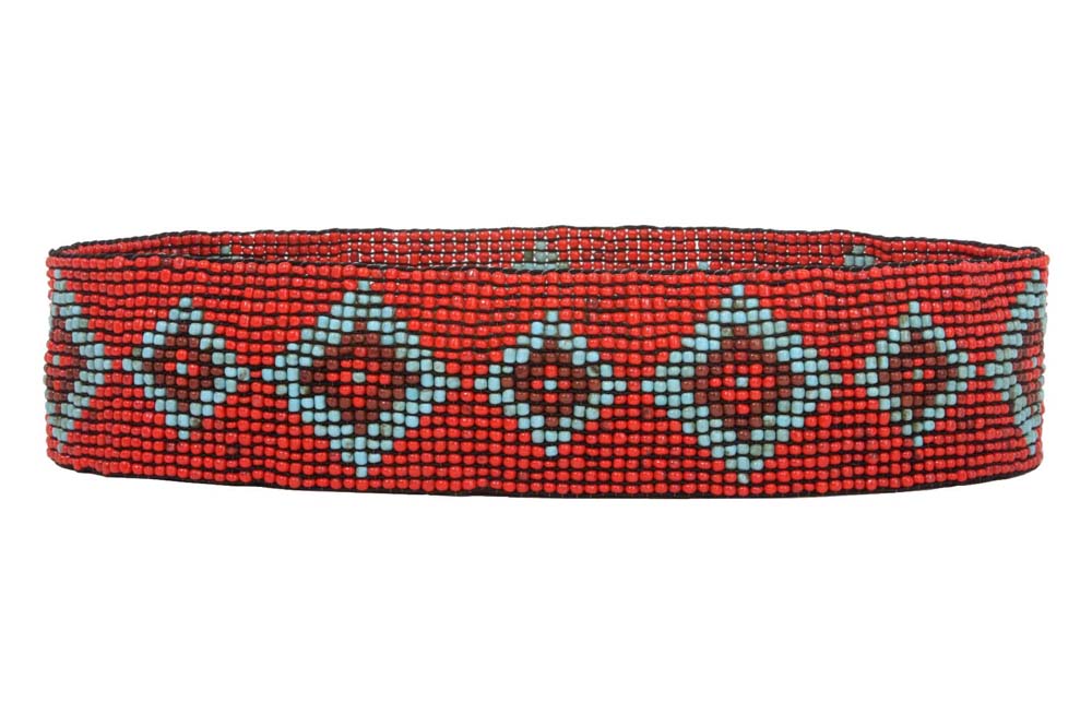 Diamond Pattern Southwest Beaded Stretch Belt - OnlineBelts