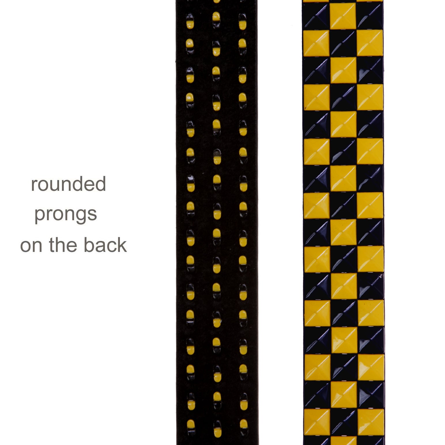 Snap On Punk Rock Star Studded Black & Yellow Checkerboard Leather Belt