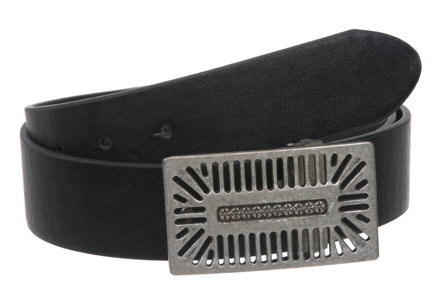 1 1/2" Clamp On Rectangular Perforated Buckle with Free Belt Strap - OnlineBelts