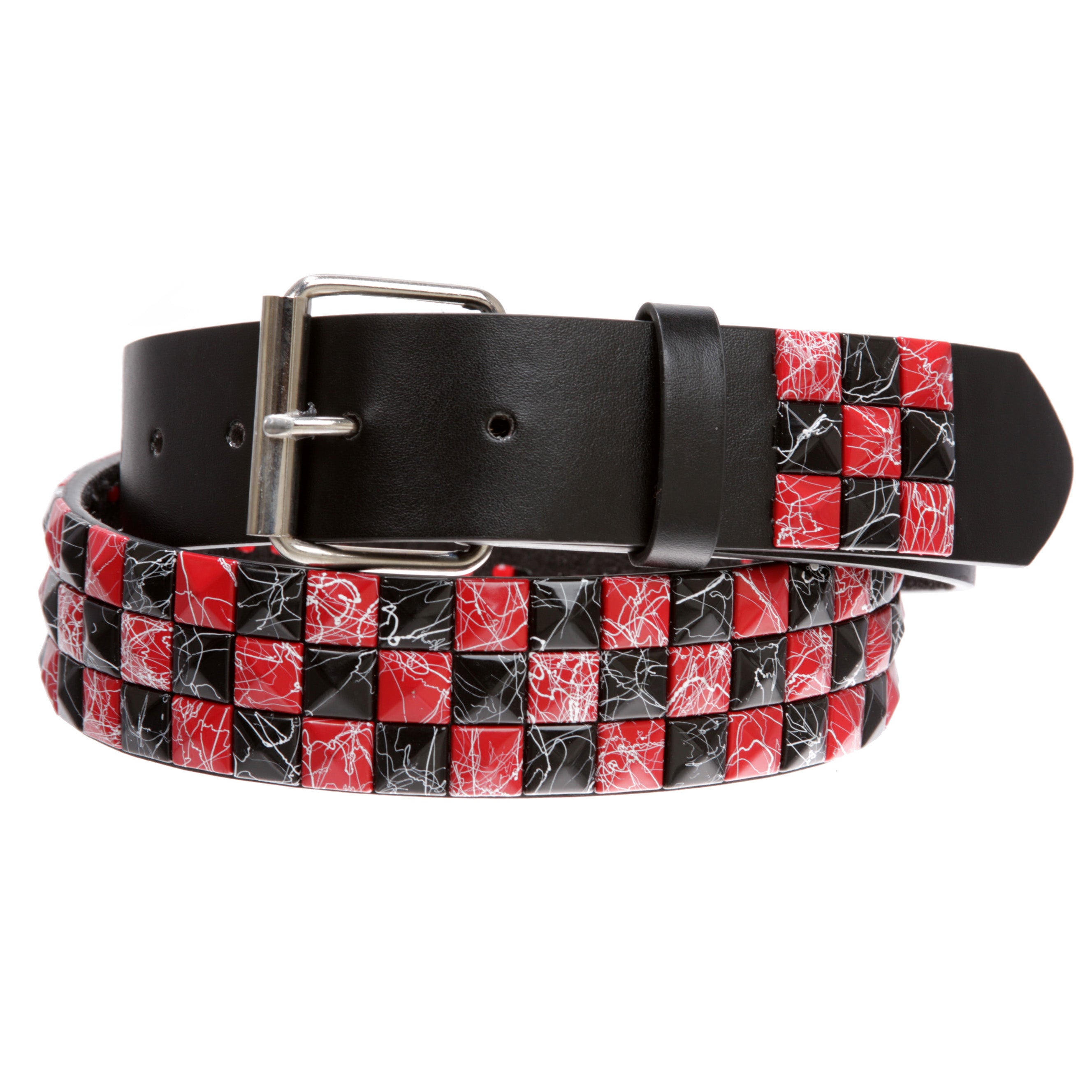 Snap On 1 1/2"-38mm Checkerboard Punk Rock Studded Belt - OnlineBelts