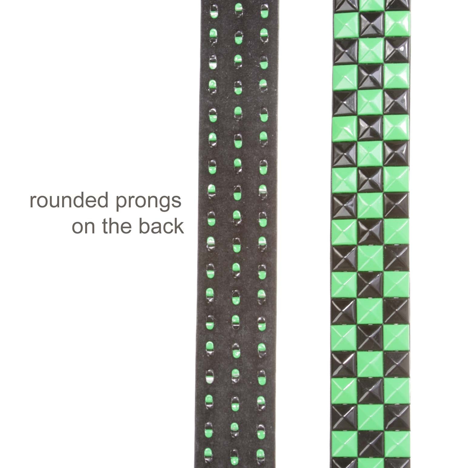 Snap On Punk Rock Black & Green Star Studded Checker Board Leather Belt - OnlineBelts